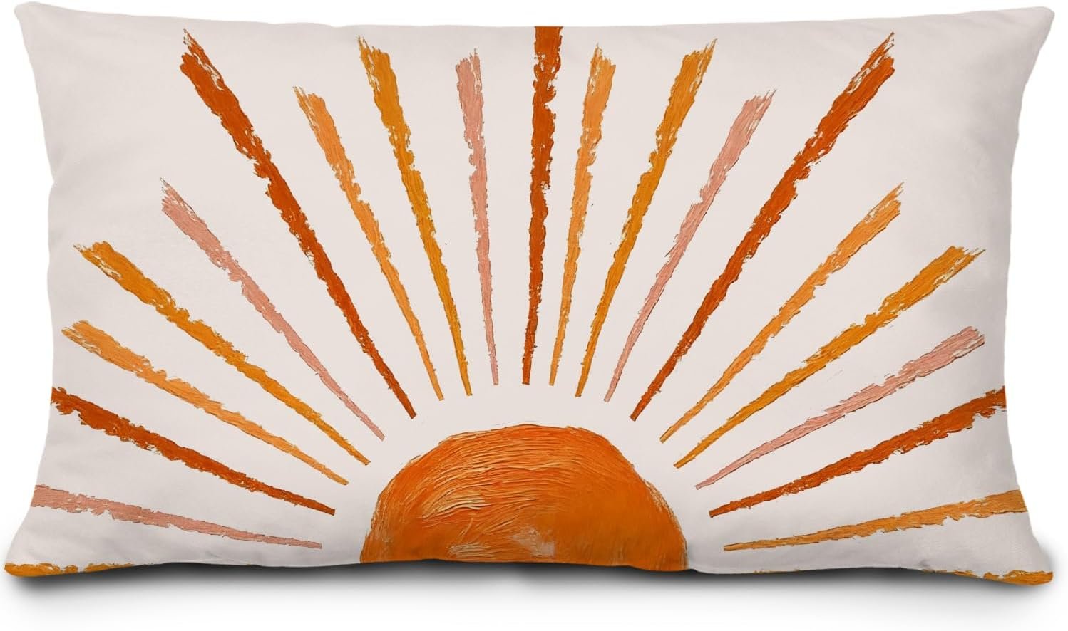 Burnt Orange Boho Sun Pillow Cover 12×20 Inches,Modern Bohemian Abstract Sunset Decoration for Bedroom Living Rooms,Boho Sunshine Lumbar Cushion Cover for Couch Bed