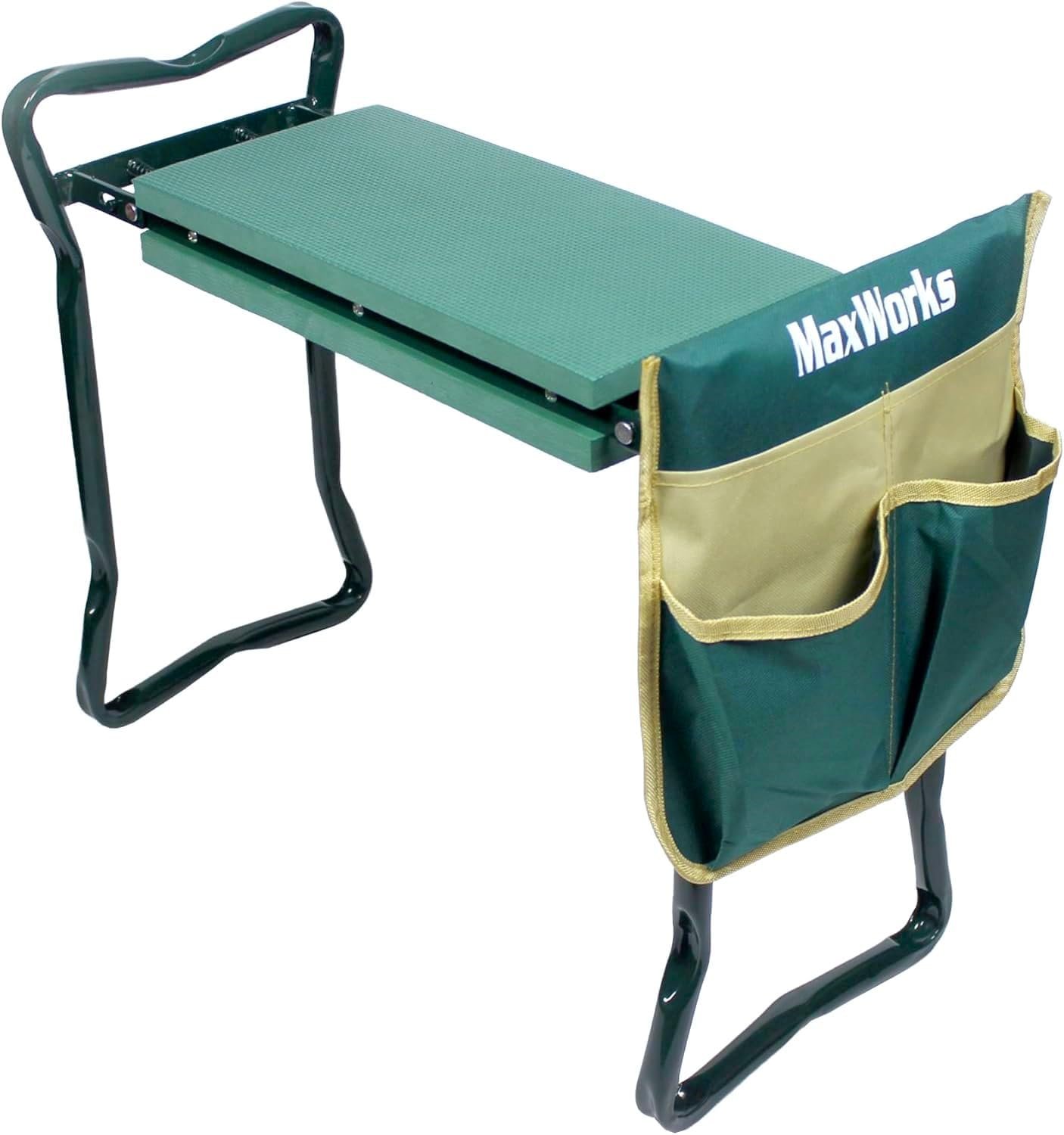 MaxWorks Folding Garden Kneeler Seat Stool and Tool Pouch – (50921)