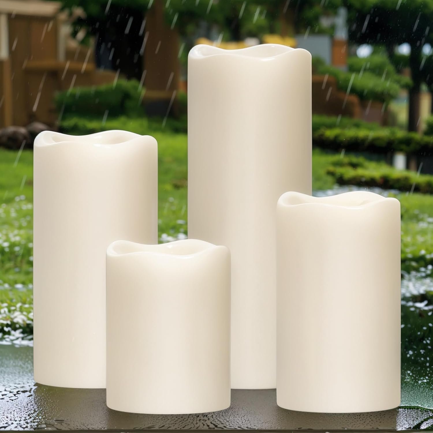 Eldnacele Outdoor Waterproof Flameless Flickering Candles with 6 Hour Timer