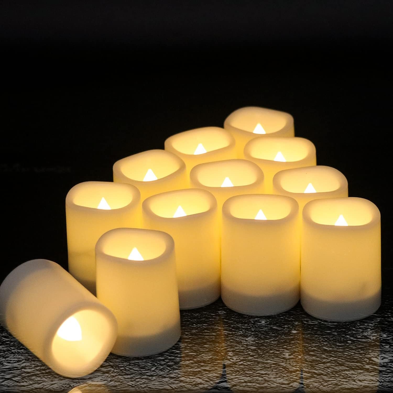 12 Pack Outdoor Waterproof Flameless Votive Candles with 6H Timer