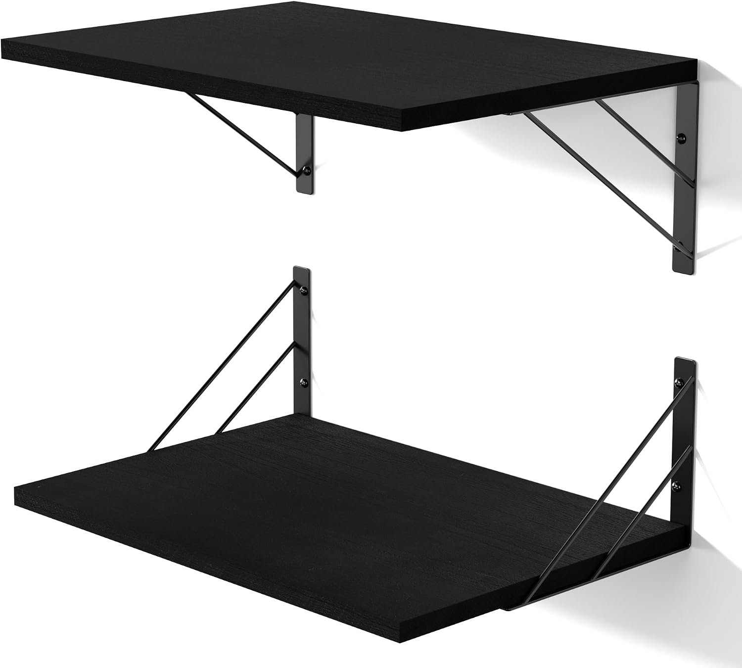 Love-KANKEI Wide Deep Floating Wall Shelves Set of 2,16″x12″,Wood,Black