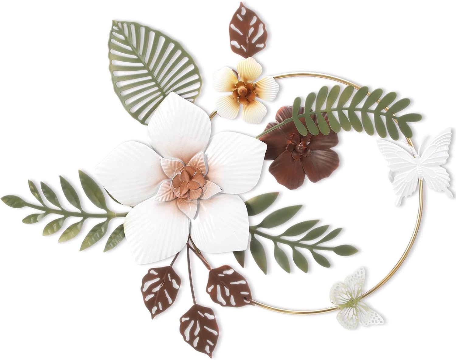 Otoolling 3D Metal Flower Wall Decor – 13.78” Gold Circle Floral Wall Art