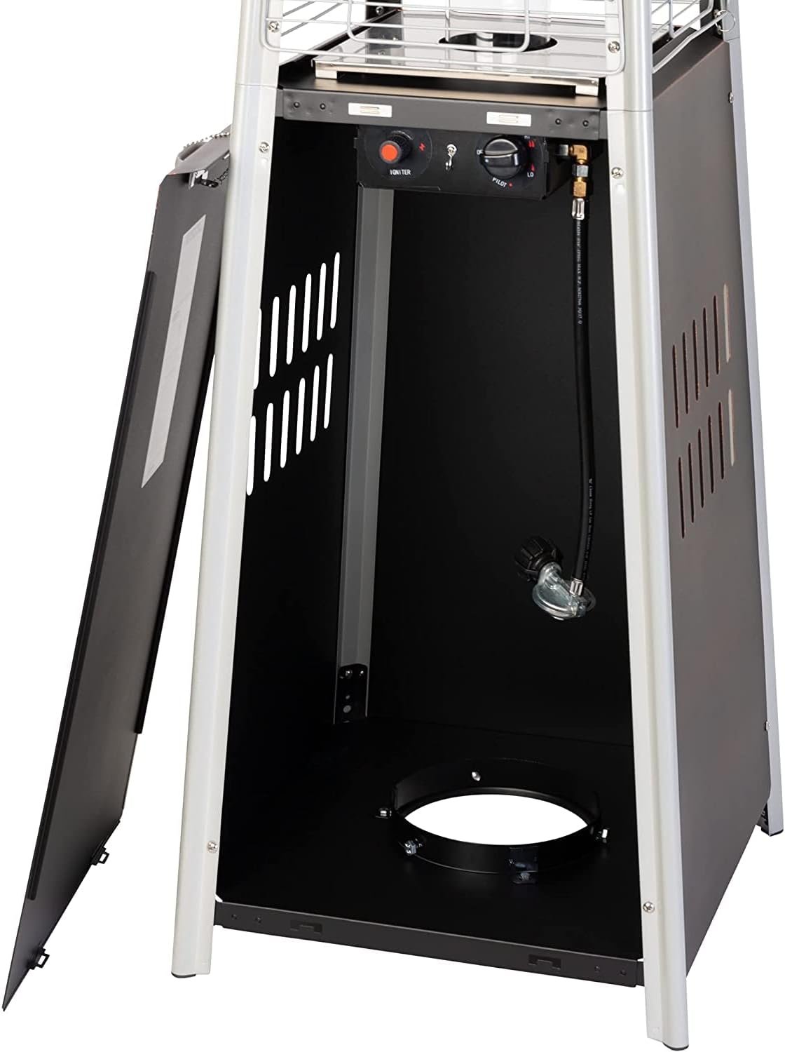 Golden Flame Resort Model 49,000 BTU NATURAL GAS Glass-Tube Flame Patio Heater in Rich-Mocha Matte Finish with Mobility Wheels and Protective Cover