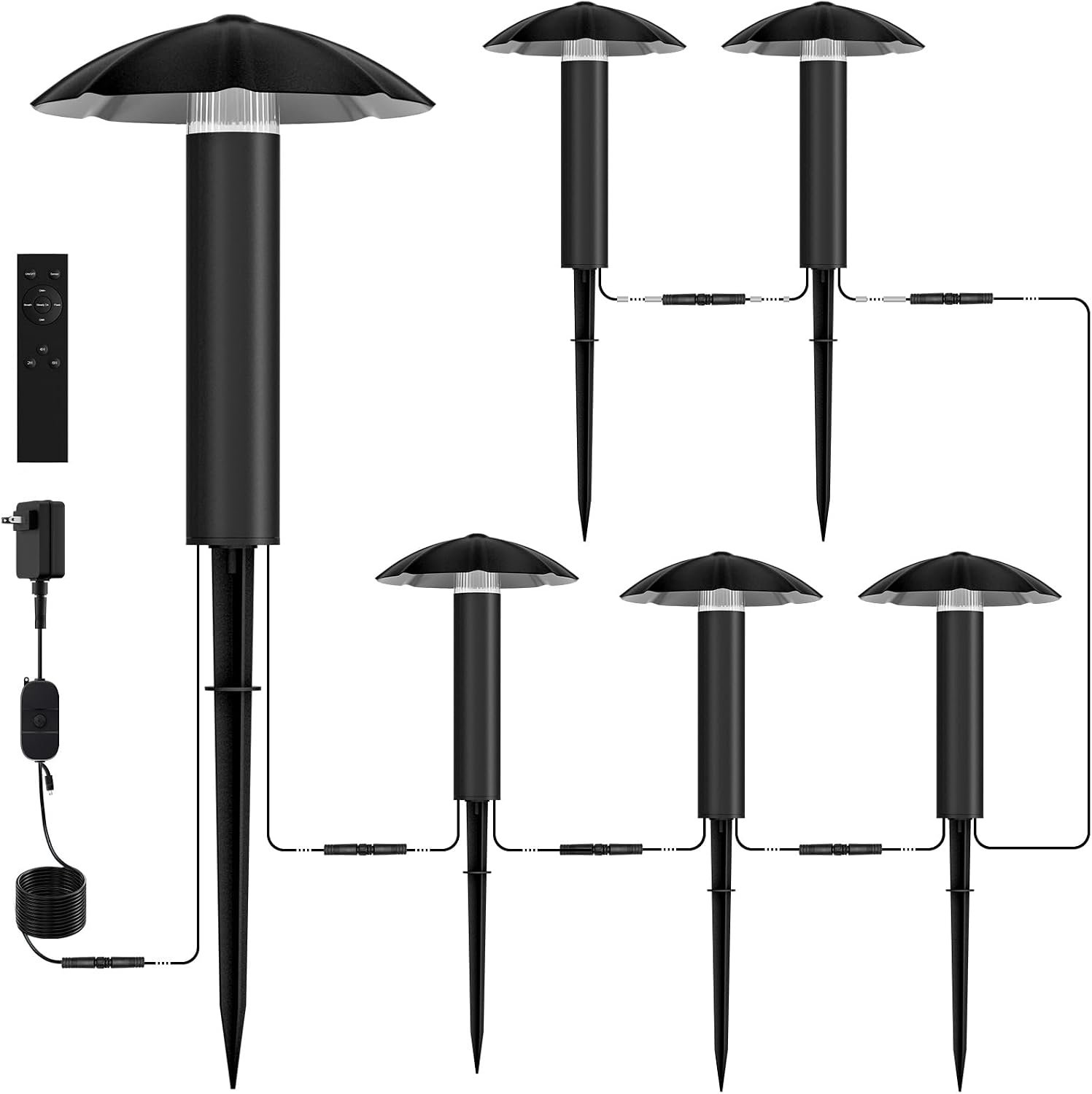 6-Pack Low Voltage Pathway Lights Kit: 24V Plug-in Landscape Lighting kit with Remote/Dusk to Dawn, 3W 3000K, IP65 – All-in-One Set, Easy DIY Install