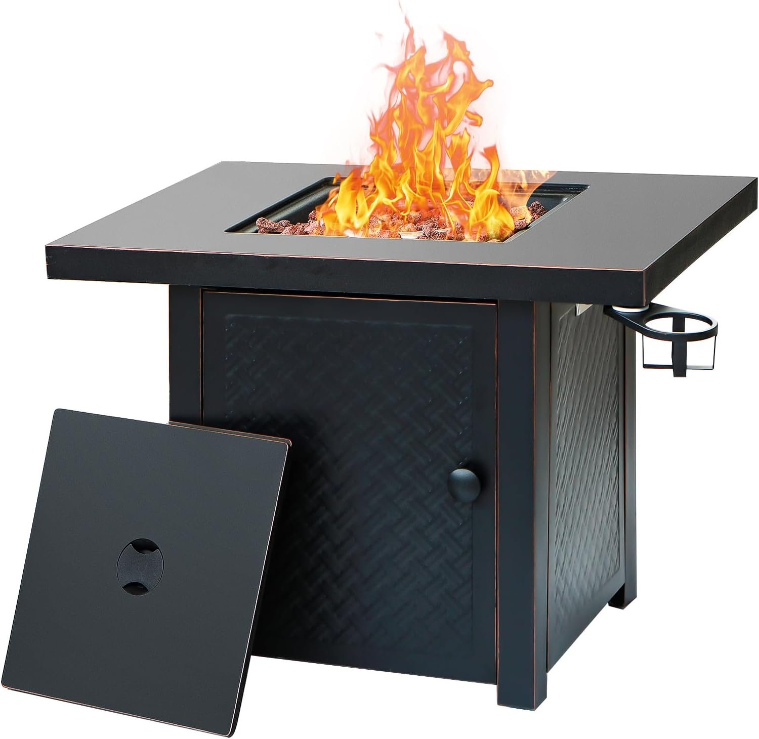 Verdeluxe 32” Propane Fire Pit with 2 Drink Holders 50000 BTU