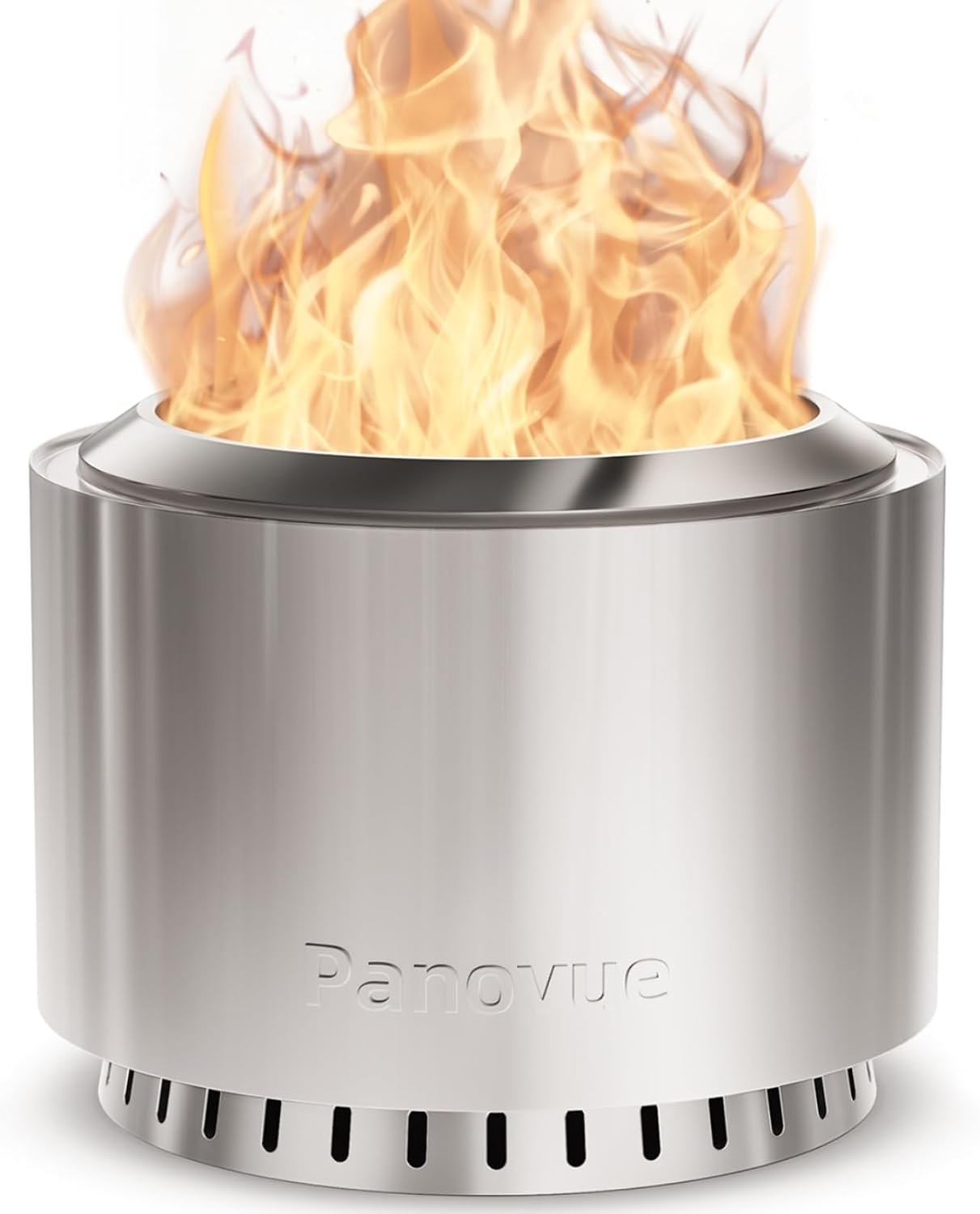 Panovue 22 inch Smokeless Fire Pit with Waterproof Cover & Fire Poker