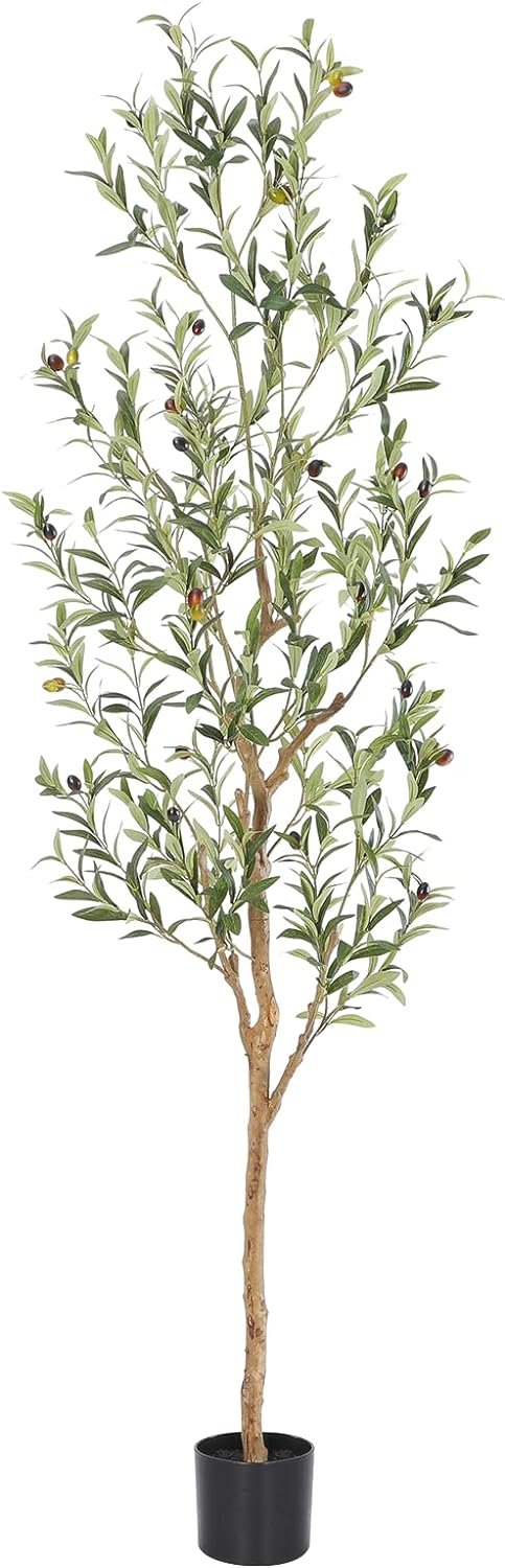 Bellacat Faux Olive Tree with Natural Wood Trunk, 6ft, 1Pack