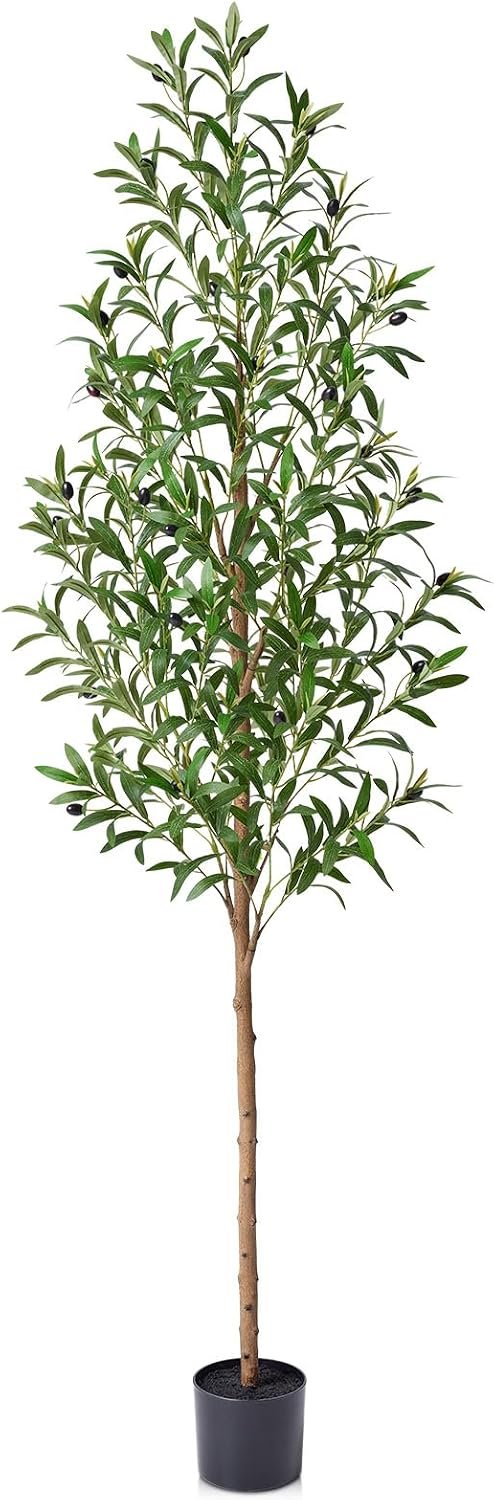 VeriNatural 6ft Artificial Olive Tree with Real Wood Trunk