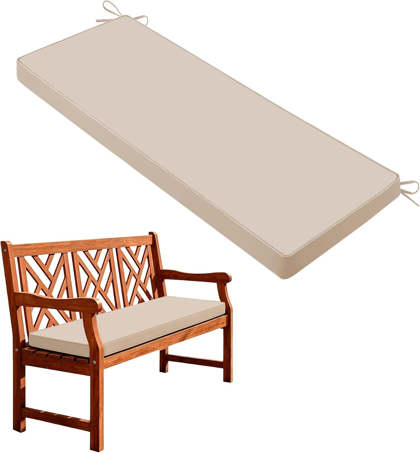 Outdoor Bench Cushion Pad, Patio Bench Cushion 48″x18″, Beige