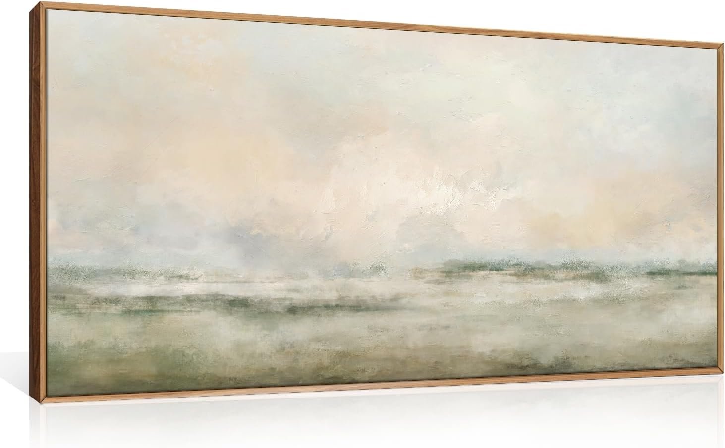 Aryroi Abstract Beige Green Landscape Framed Canvas Wall Art Set- 40″x20″x1