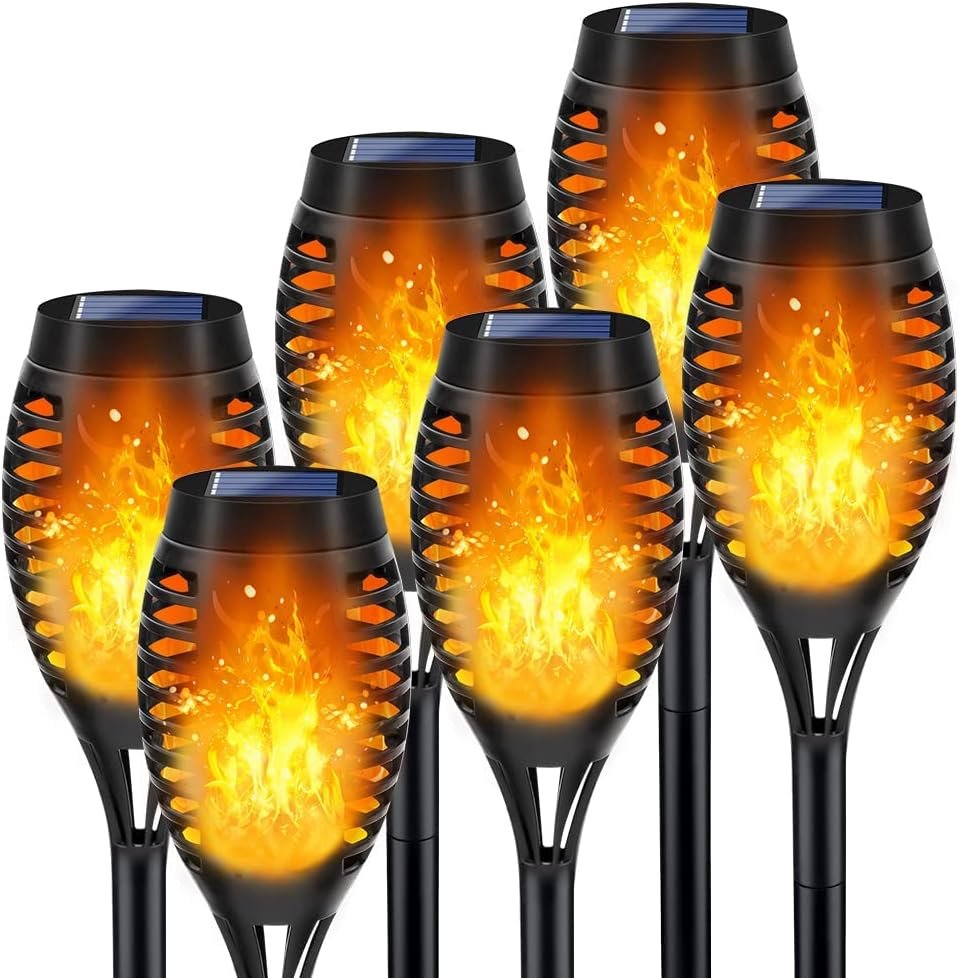 LNRYY Outdoor Solar Lights, 6Pack Solar Torch Light with Flickering Flame