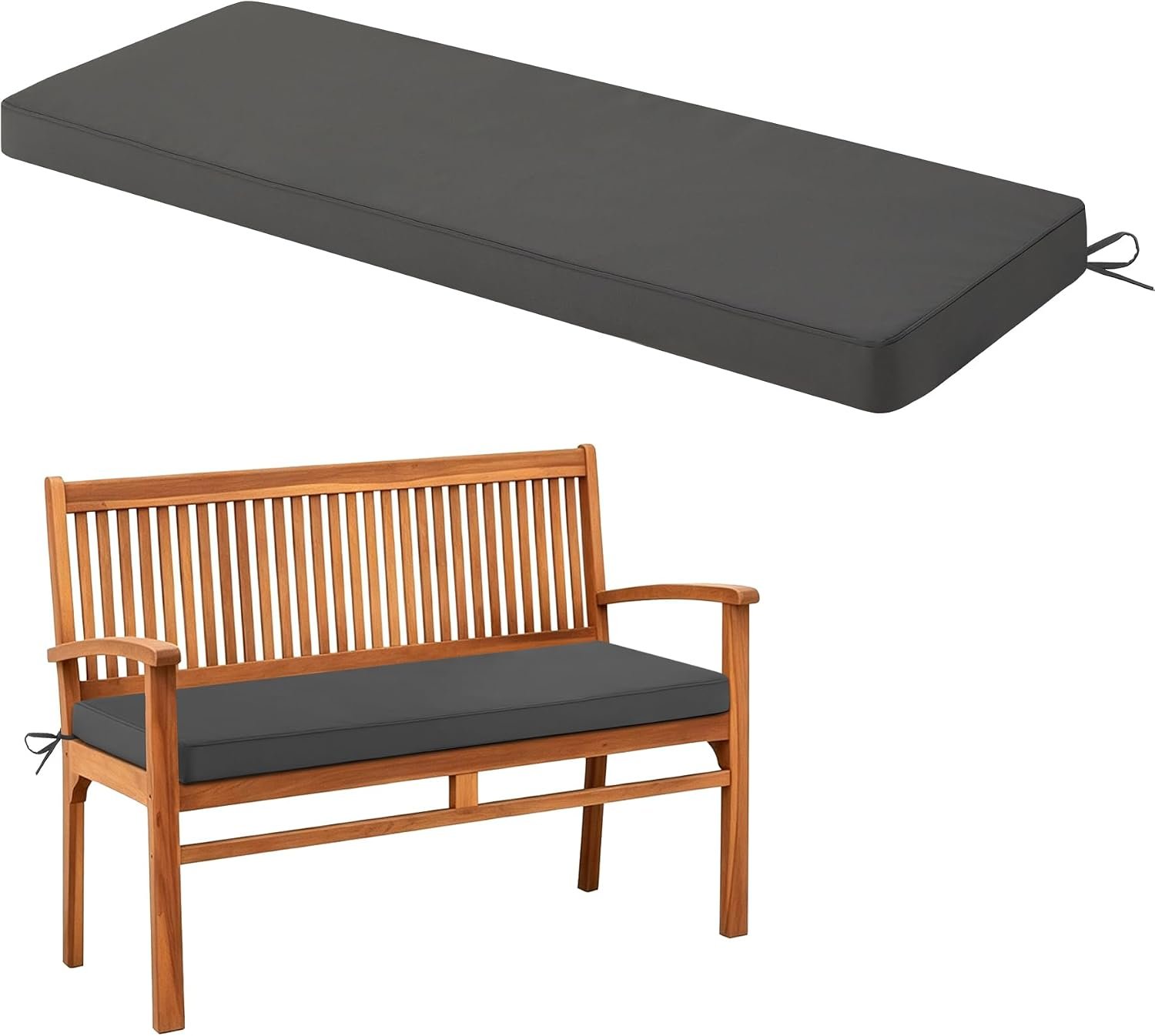 Outdoor Bench Cushion Waterproof, 48×18 Inch Bench Cushion for Outdoor Furniture, Fade Resistant Patio Furniture Cushions – Bench Pad Cushion for Garden Swing Porch Sofa Settee, Dark Grey