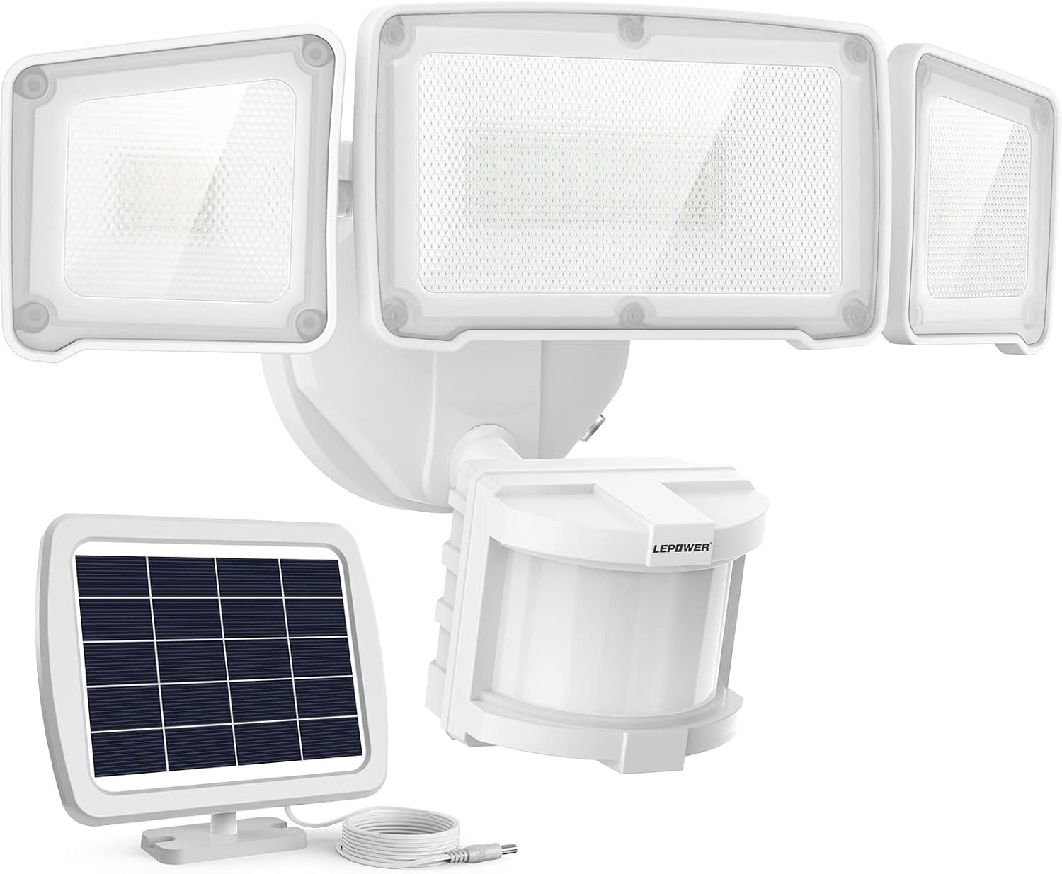 LEPOWER Solar LED Security Lights, PIR Motion Sensor Outdoor, 1600LM, Yard