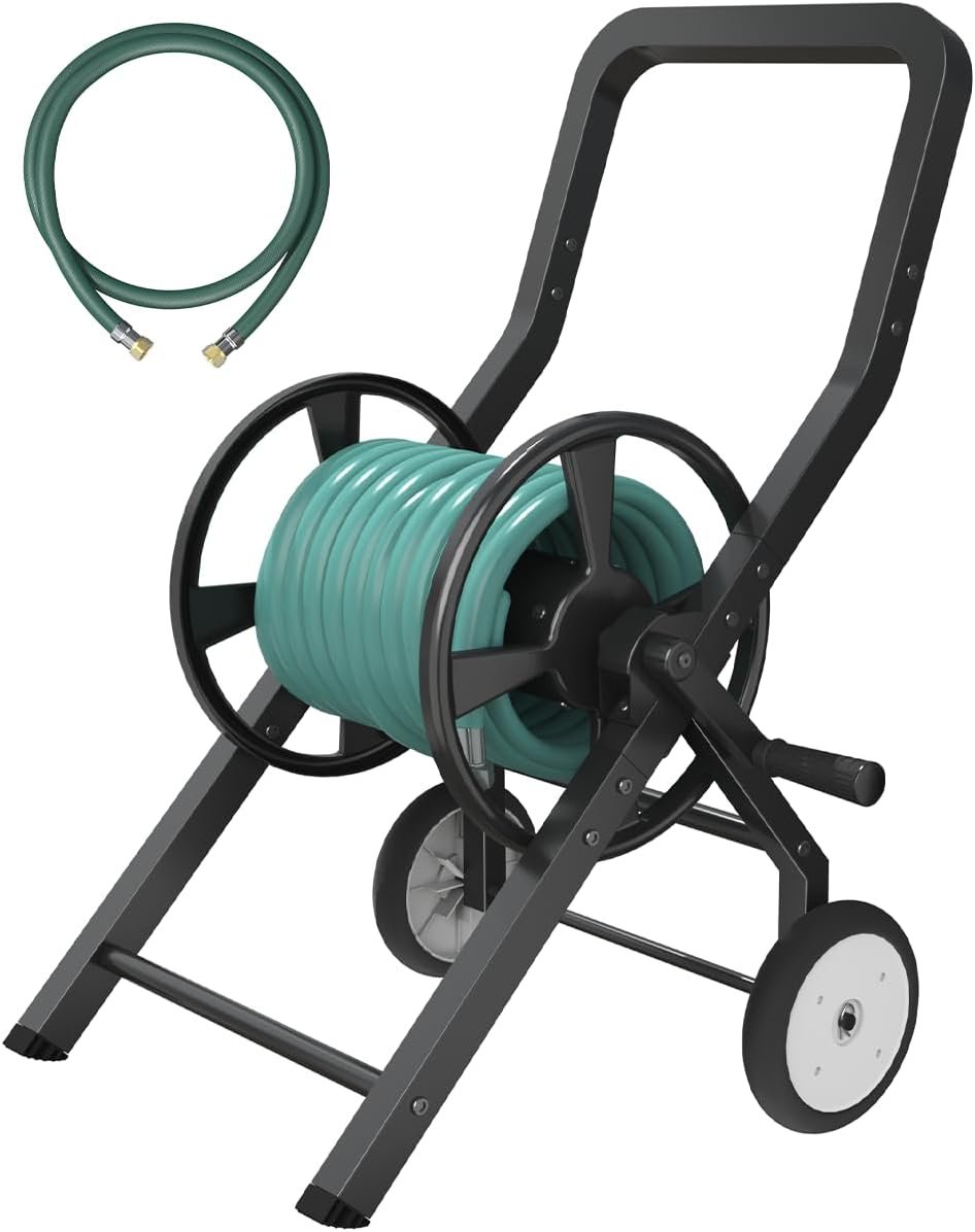 Artigarden Garden Hose Reel Cart with Wheels, Outdoor Water Hose Cart Black