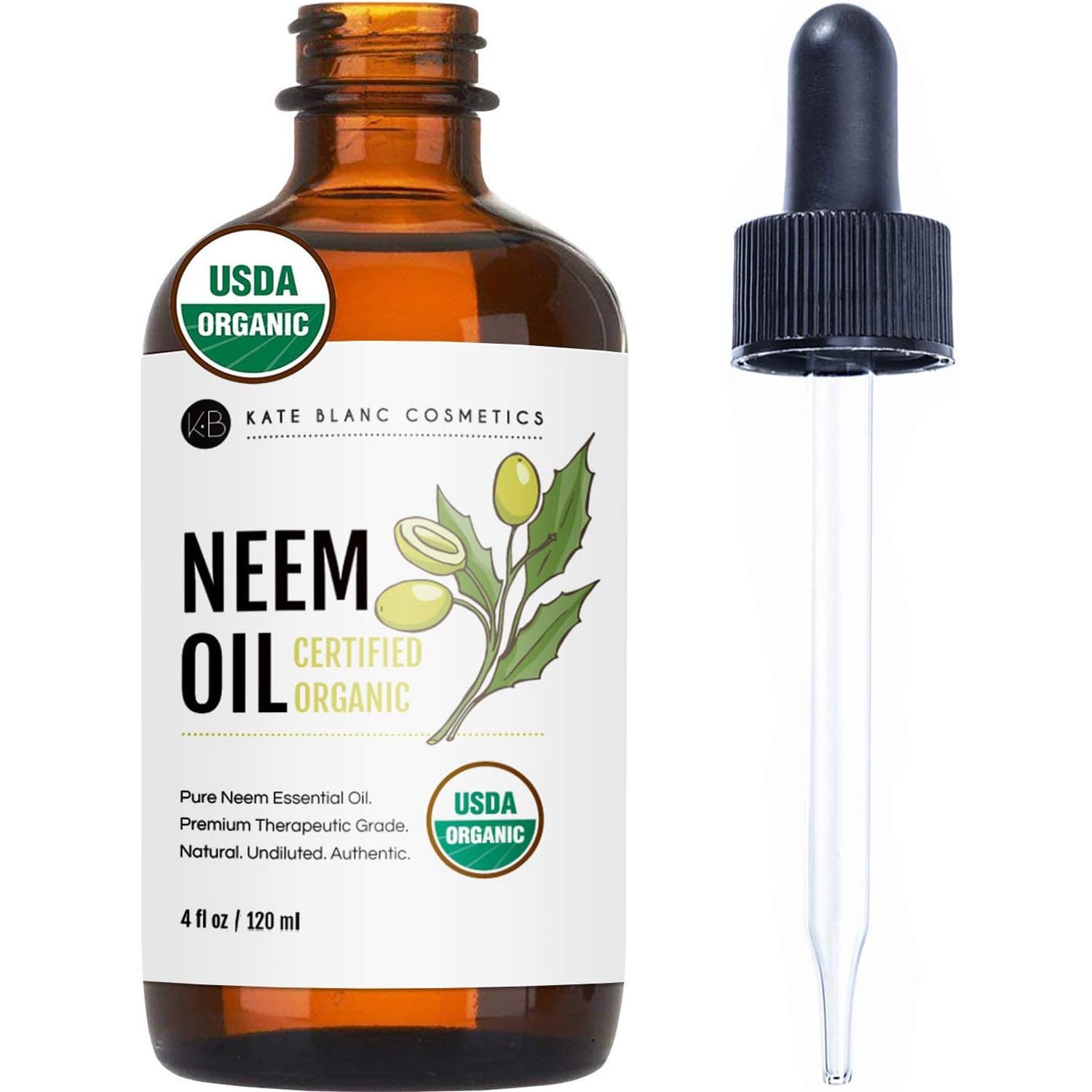 Kate Blanc Cosmetics Neem Oil for Skin, Hair & Face (4oz)