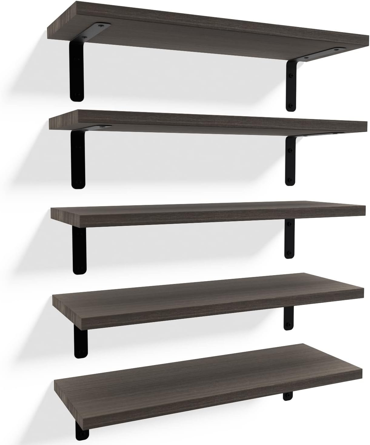 RICHER HOUSE Rustic Wood Floating Shelves Set of 5, Wall Mounted Shelf 16in