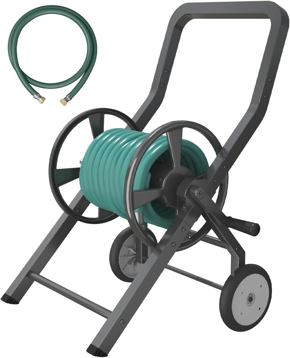 Artigarden Garden Hose Reel Cart with Wheels, Outdoor Water Hose Cart Black