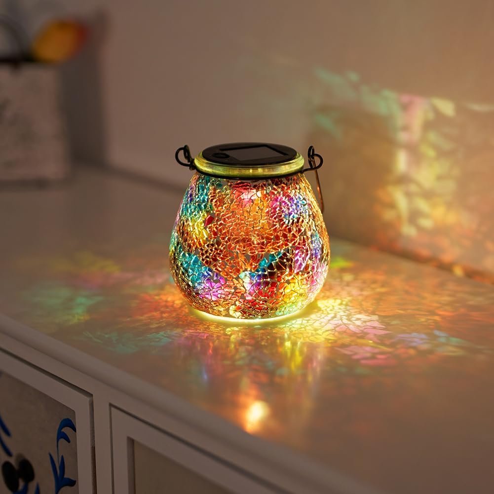 Stargarden Mosaic Solar Lantern ,Outdoor Hanging Mosaic Light