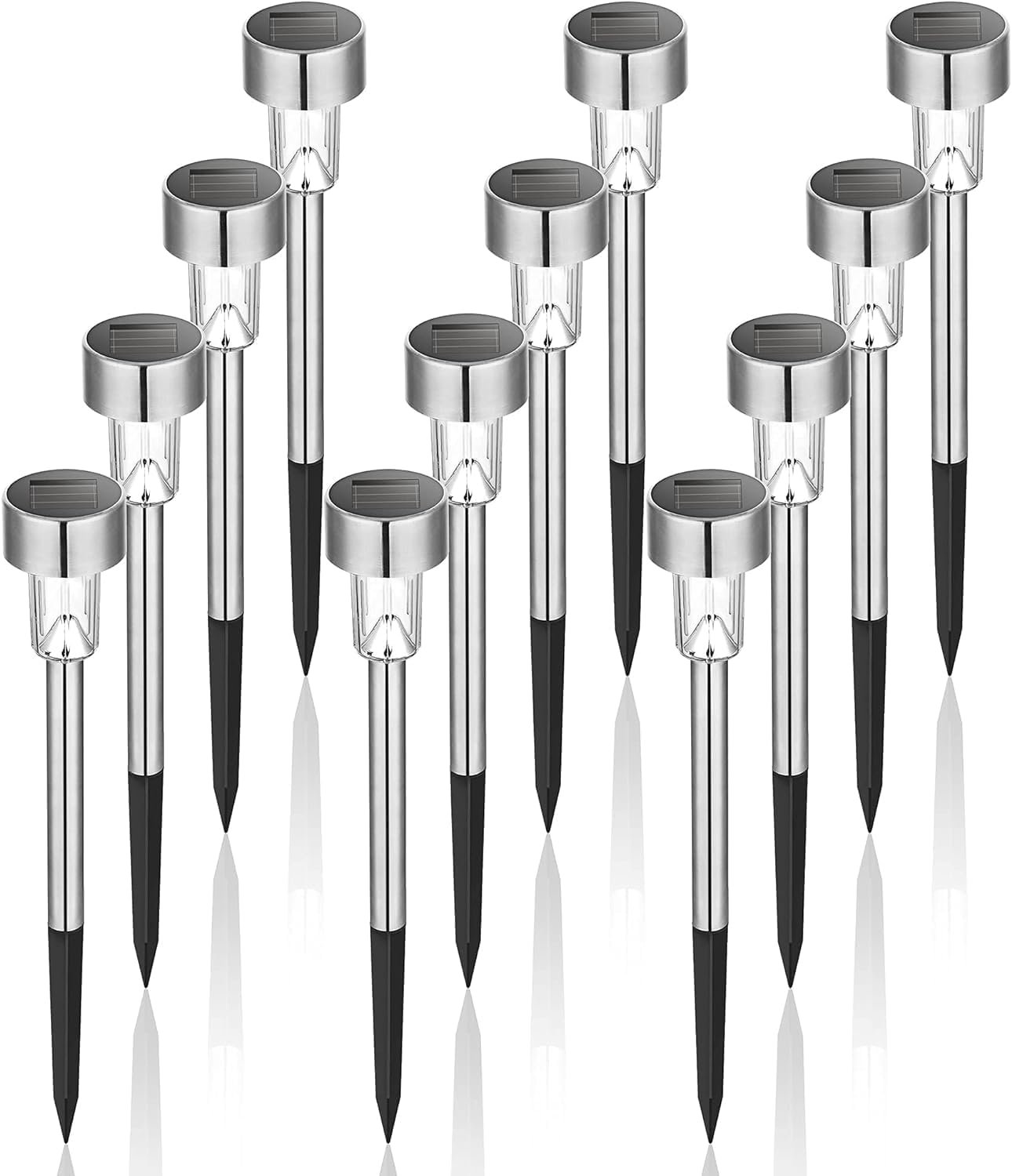 GIGALUMI Outdoor Waterproof Solar Garden Lights, 12 Pack Cold White
