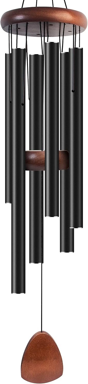 Bursvik 37″ Aluminum Wind Chimes for Outside(Black), Patio Zen Decor Gift