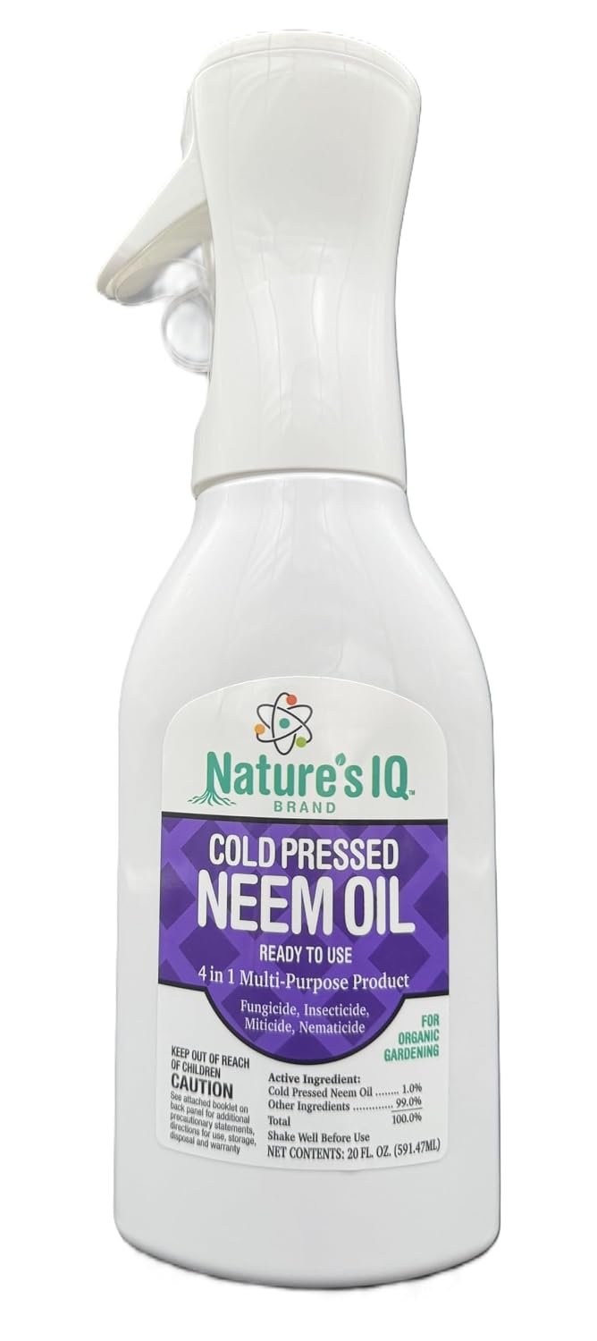 Nature’s IQ Cold Pressed NEEM Ready to use. 4in1 Multi-Purpose Product (Insecticide, Fungicide, miticide, and nematicide). Innovative Spray Mist Technology for Better foliar Coverage.