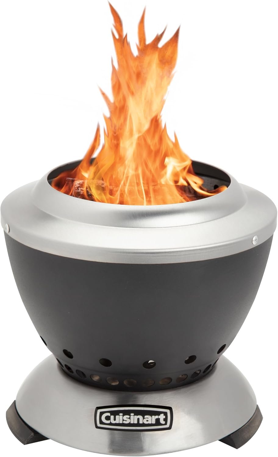 Cuisinart 19cm Table Top Cleanburn Smokeless Fire Pit for garden, camping & beach|Ultra-Portable|Minimal Smoke, Dual-Fuel (Wood Logs & Pellets)|Carbon Steel & Stainless Steel|Lightweight