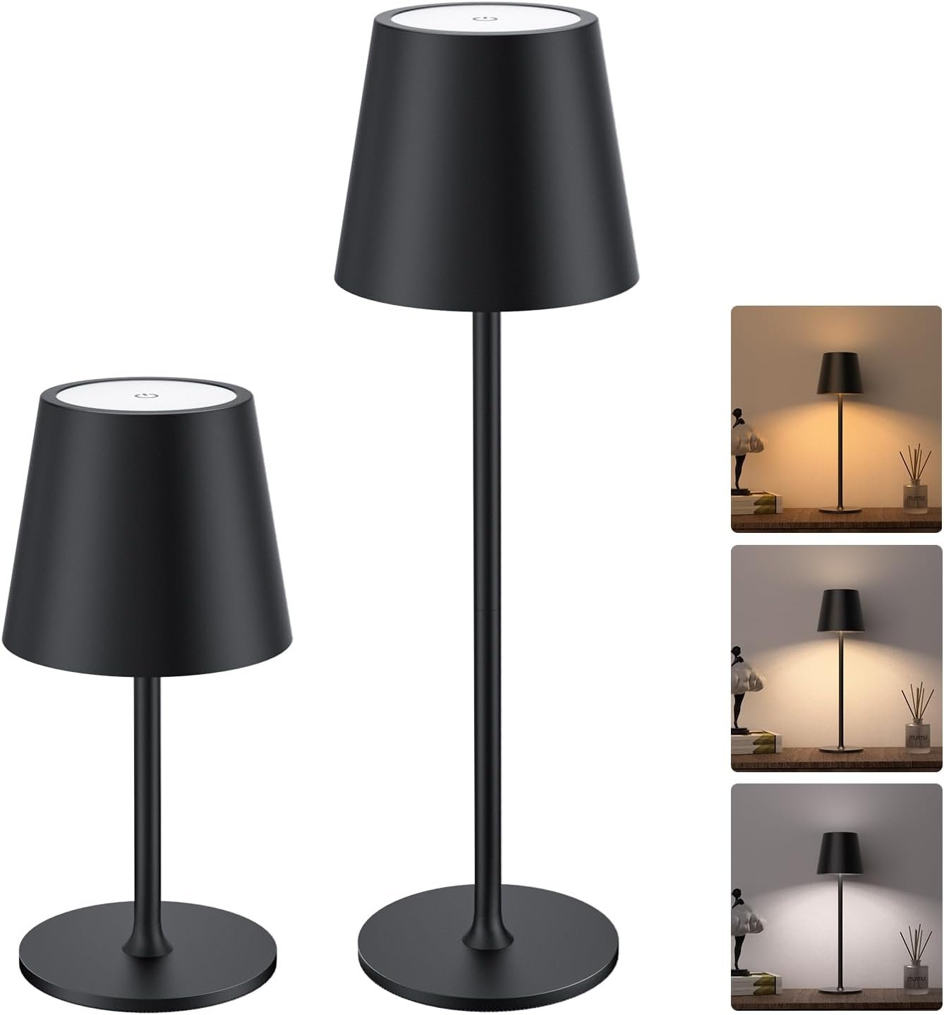 JACKYLED Cordless Table Lamps Rechargeable, 3 Height, 5000 Capacity