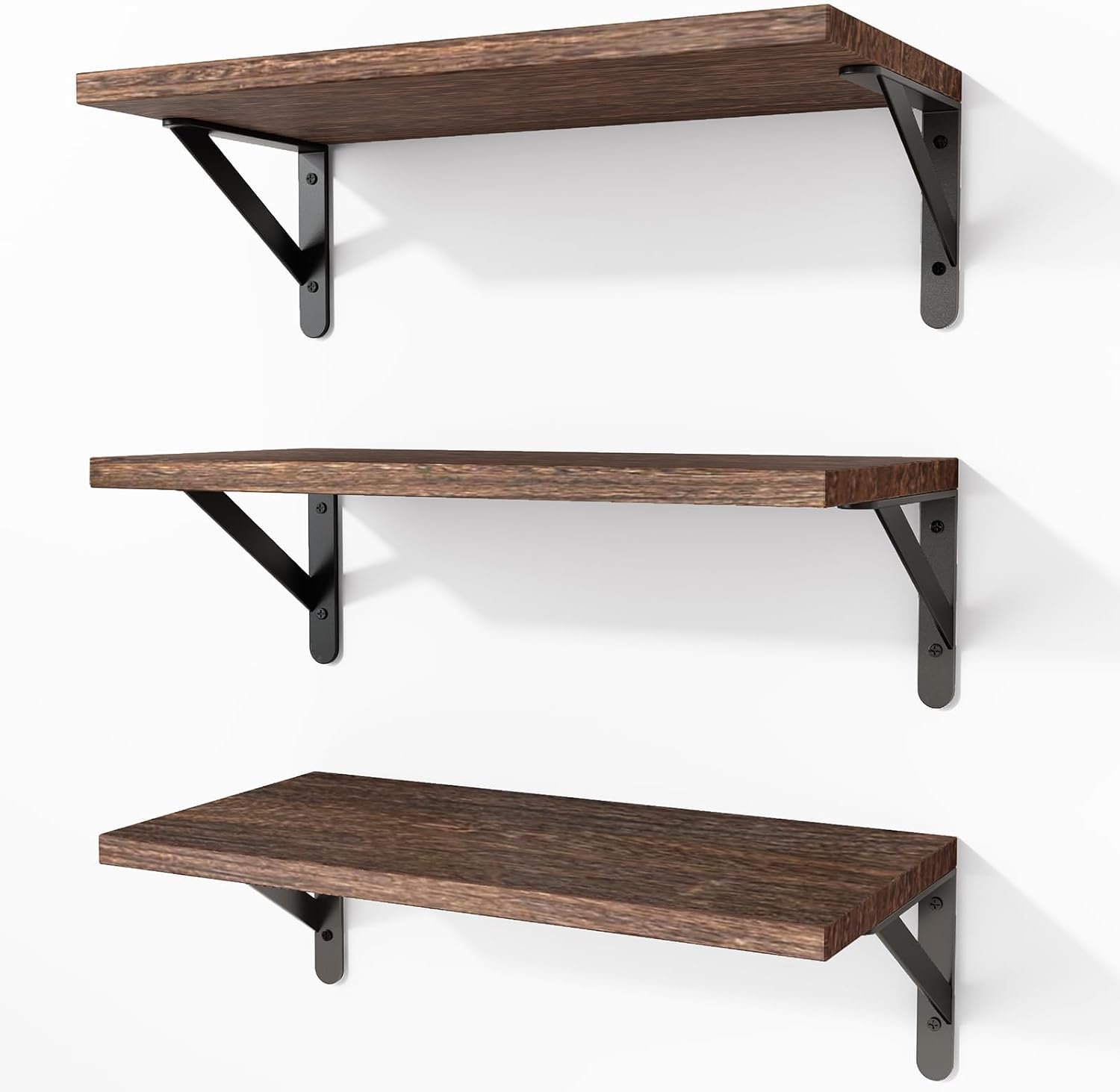 Fixwal Wall Floating Shelves for Home Decor (Brown, Set of 3, 16.5 Inch)