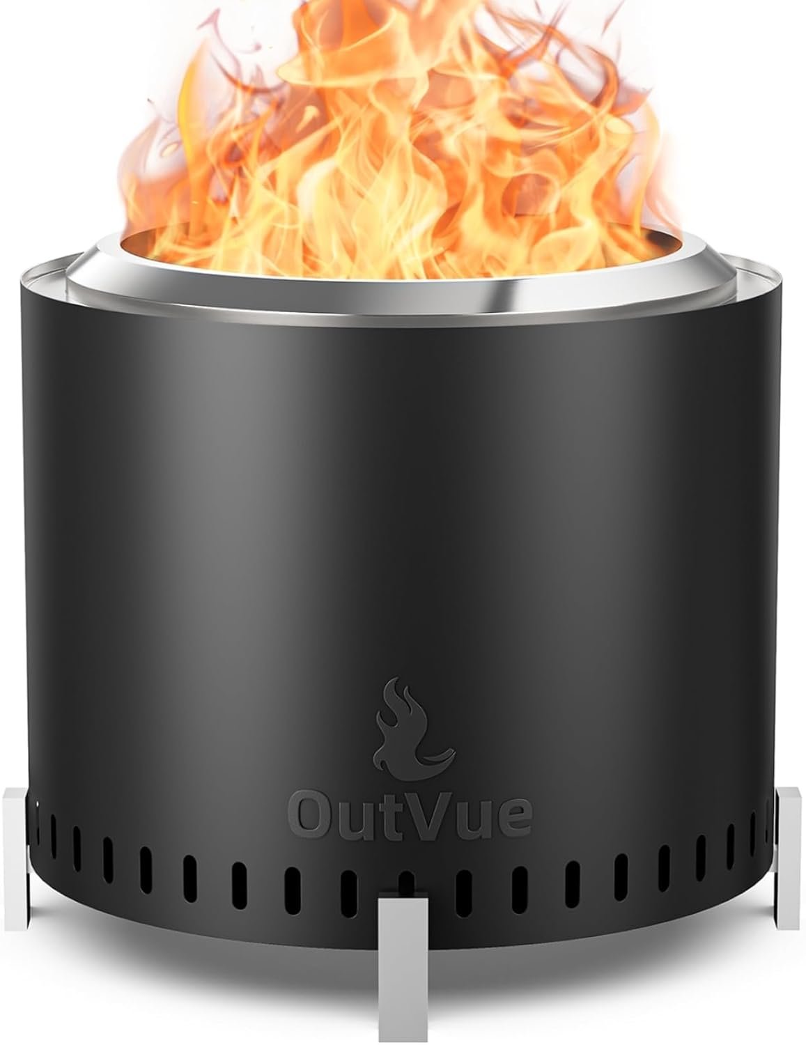 OutVue 19.5 inch Stainless Steel Smokeless Fire Pit with Tote Bag