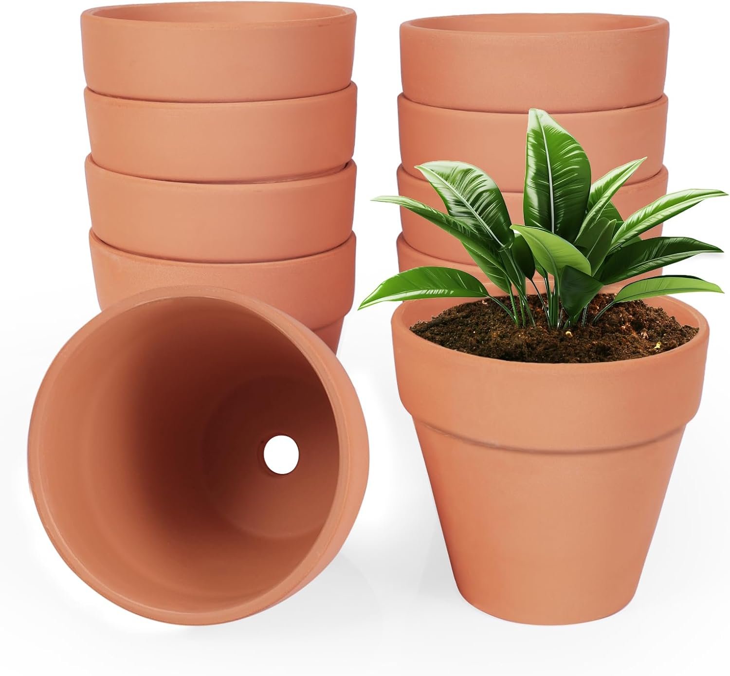 YESIACE 24 Pack 4 Inches Terracotta Plant Pots, Terra Cotta Planter with Drainage Holes, Perfect for Planting, Painting, Weddings and Parties (4inch/Original Color)