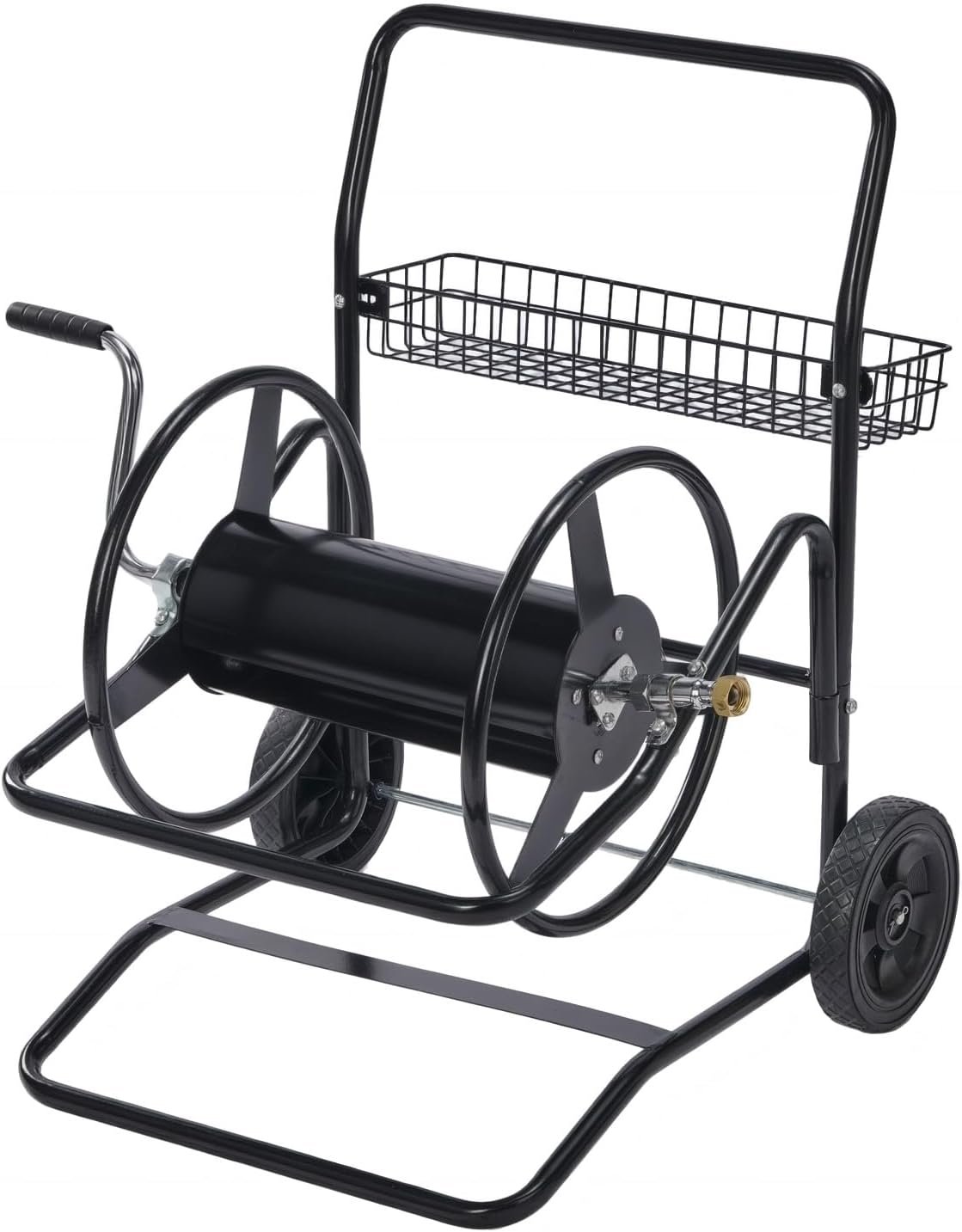 VINGLI 2-Wheel Garden Hose Reel Cart, Freestanding Water Hose Reel for Outside with Heavy Duty Portable Rolling Design Metal, 200FT Capacity for 3/4″ Hose for Outdoor Use (Black)
