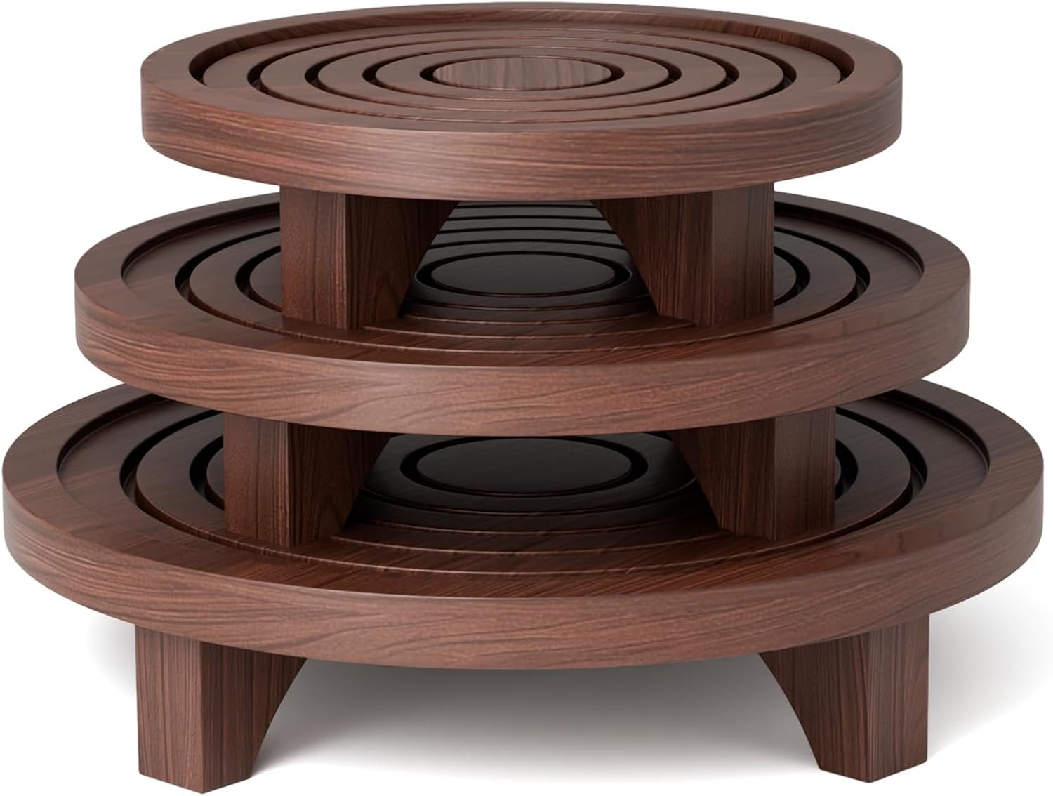 3-Pack Plant Stand Indoor, Wood Round Plant Stool Pedestal Riser Pot Holder
