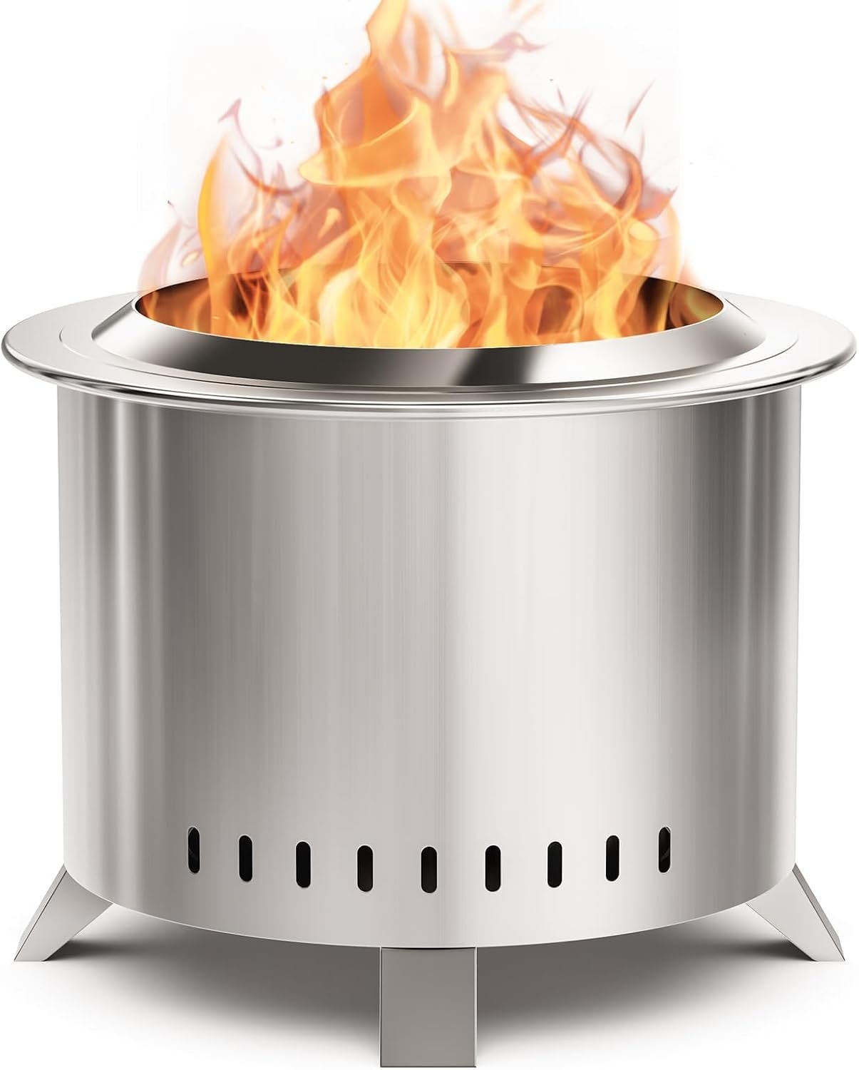 Verdeluxe 22 Inch Smokeless Fire Pit with Ash Pan Outdoor Stainless Steel