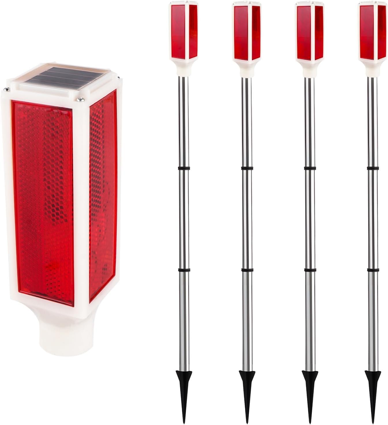 Solar Driveway Reflectors, 2 Modes Reflective Marker Lights, Red