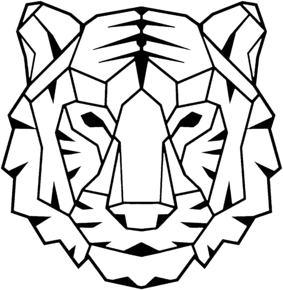Geometric Tiger Head Silhouette Metal Wall Art Metal Outdoor Decor Metal Signs Modern Abstract Stunning Elegant Wall Decoration for Living Room Bedroom Office (Black,16inch)