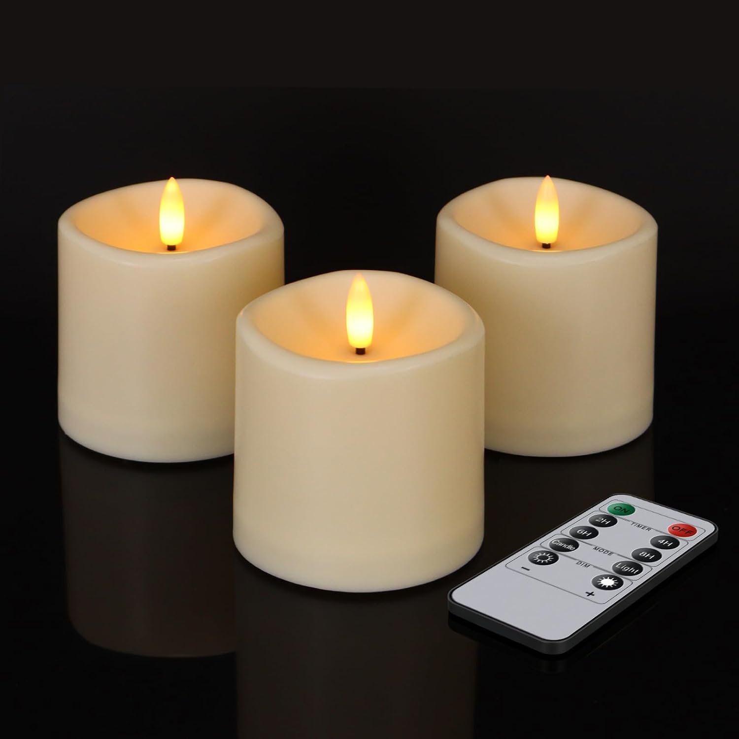 3″x3″ Outdoor Waterproof Flameless LED Candles with Remote Timer