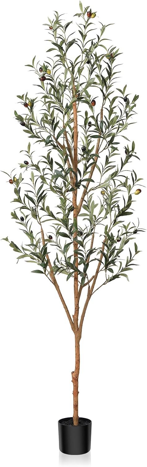 Kazeila 6FT Artificial Olive Tree, Real Wood Trunk & Silk Leaves