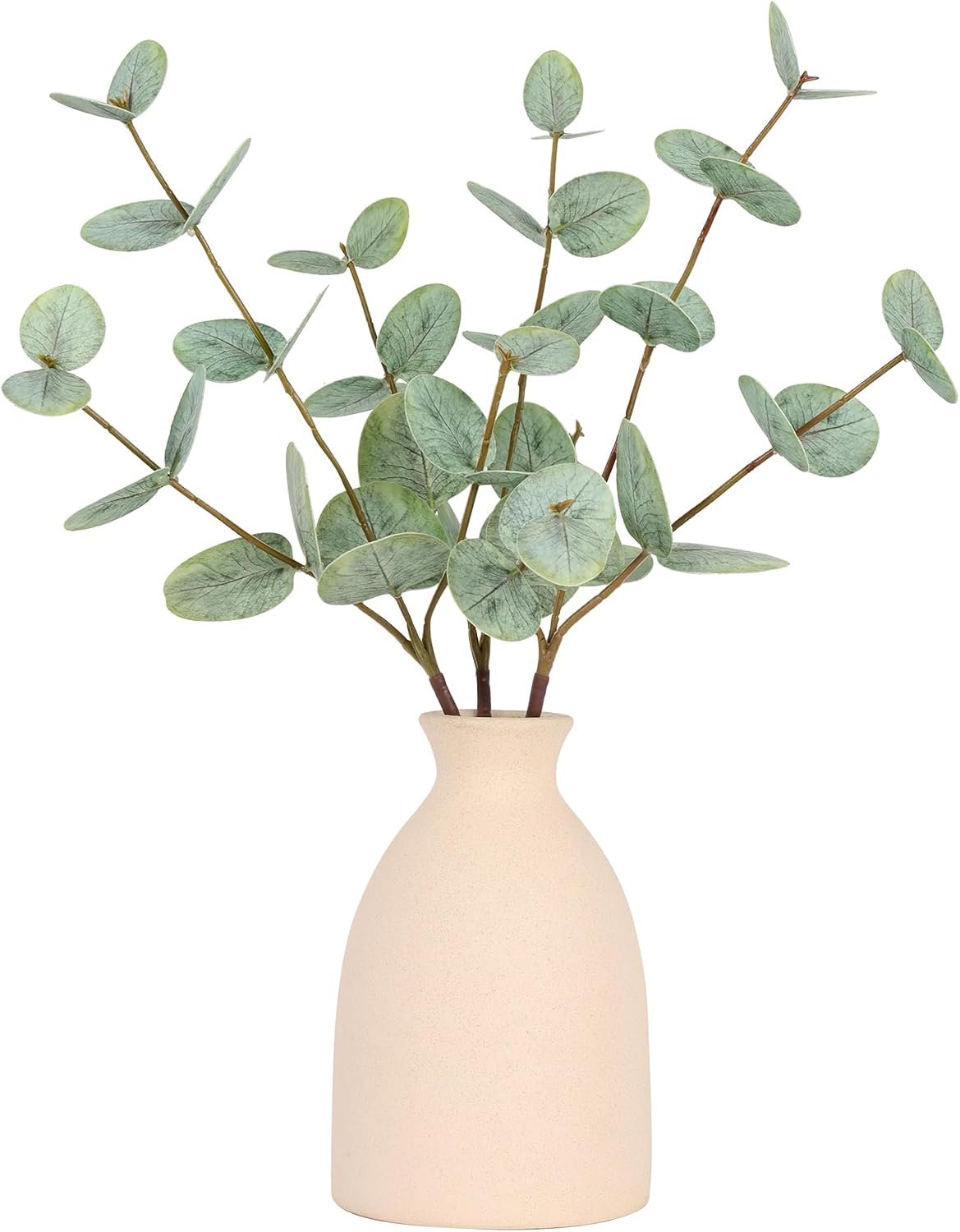 17″ Artificial Eucalyptus Stems Potted Plant,Gray Green