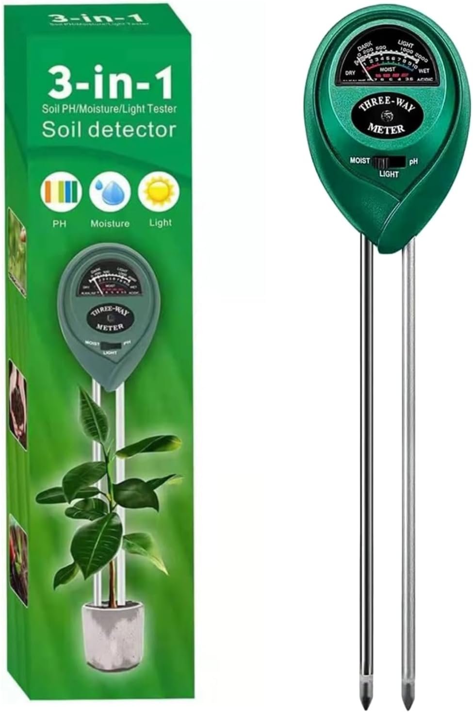 Soil Moisture Meter PH Tester: 3-in-1 Soil Test Kit Plant Water Meter