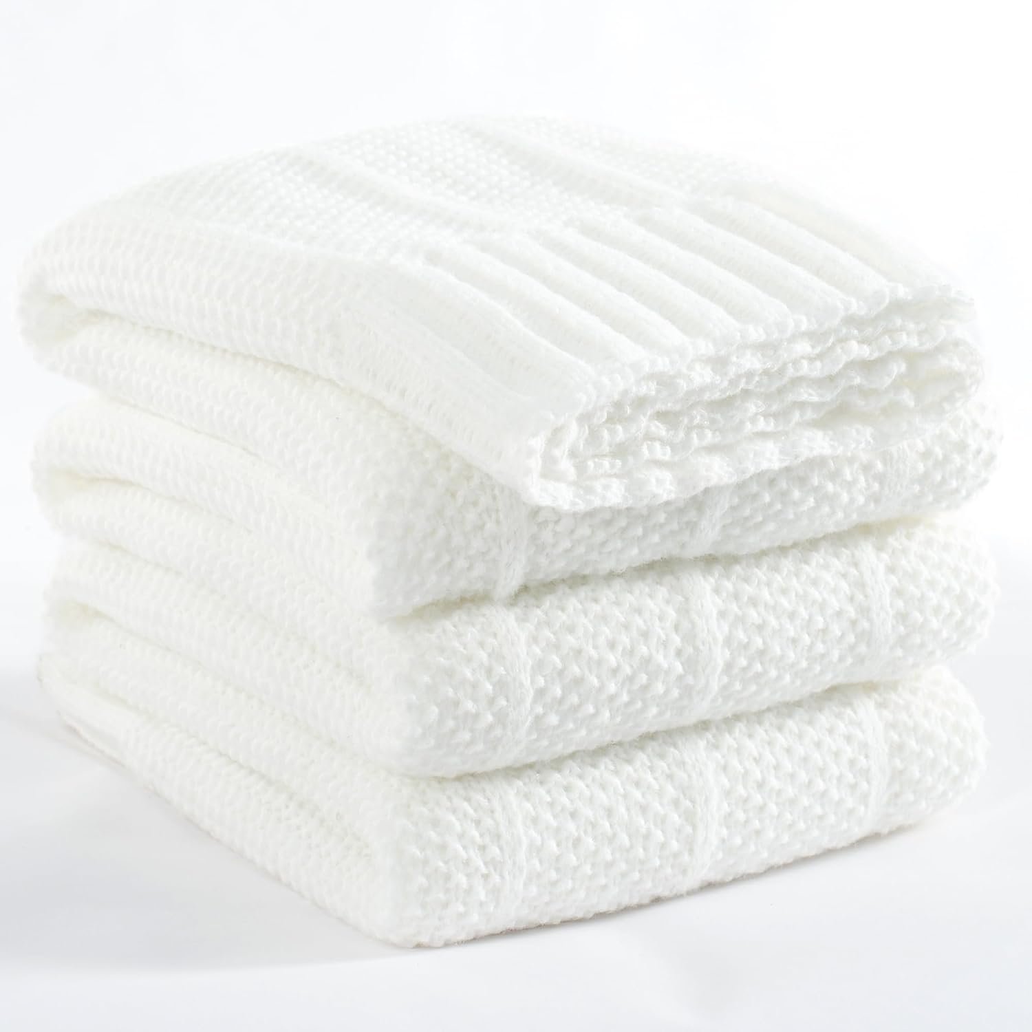 Carriediosa Knit Throw Blanket for Couch 50×60 Stripe Cable Knitted Throws