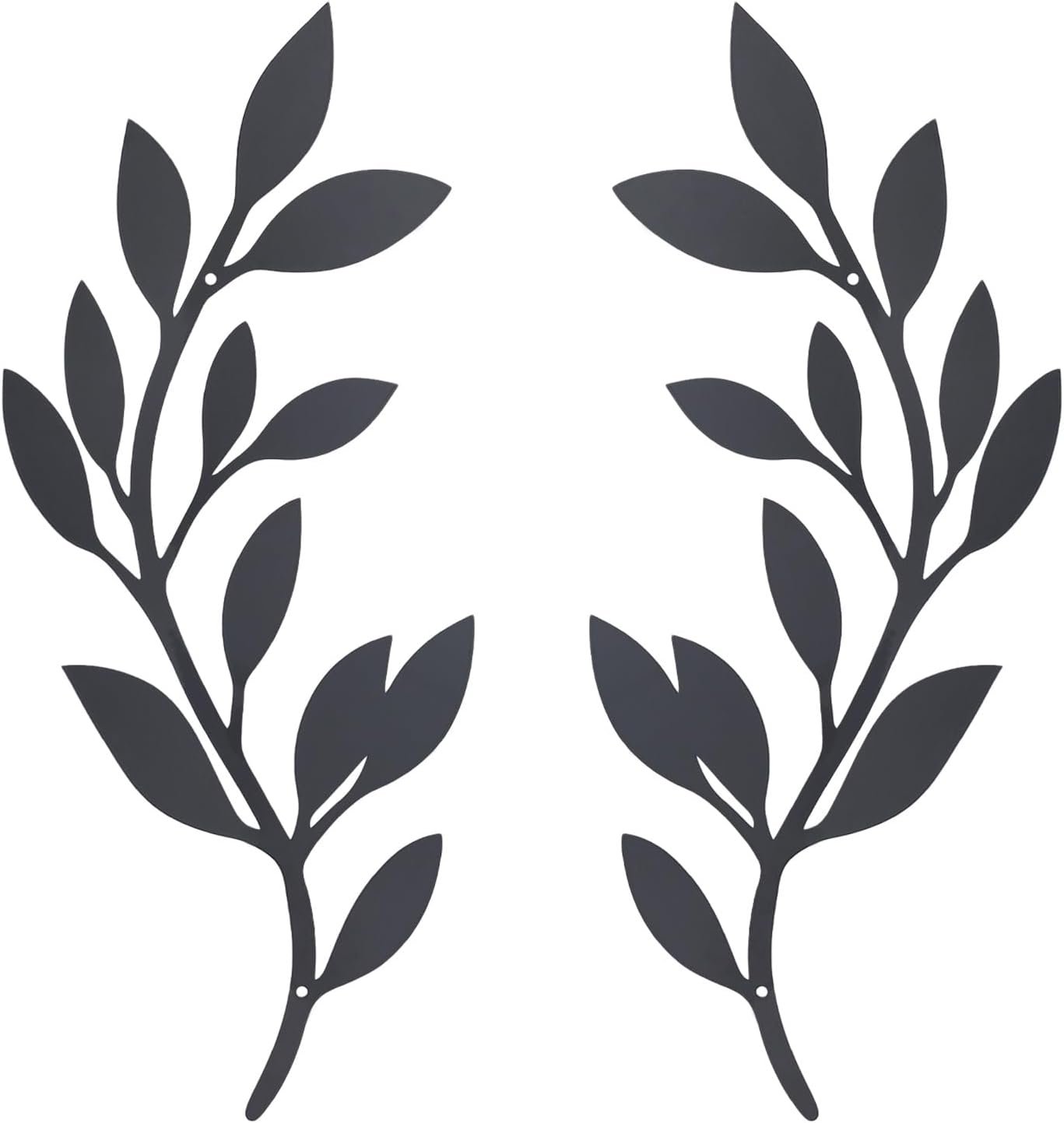 OYEFLY 2 Pieces Metal Vine Olive Branch Leaf Wall Decor,Tree Leaf Wall Decor for Living Room (Black, style1)
