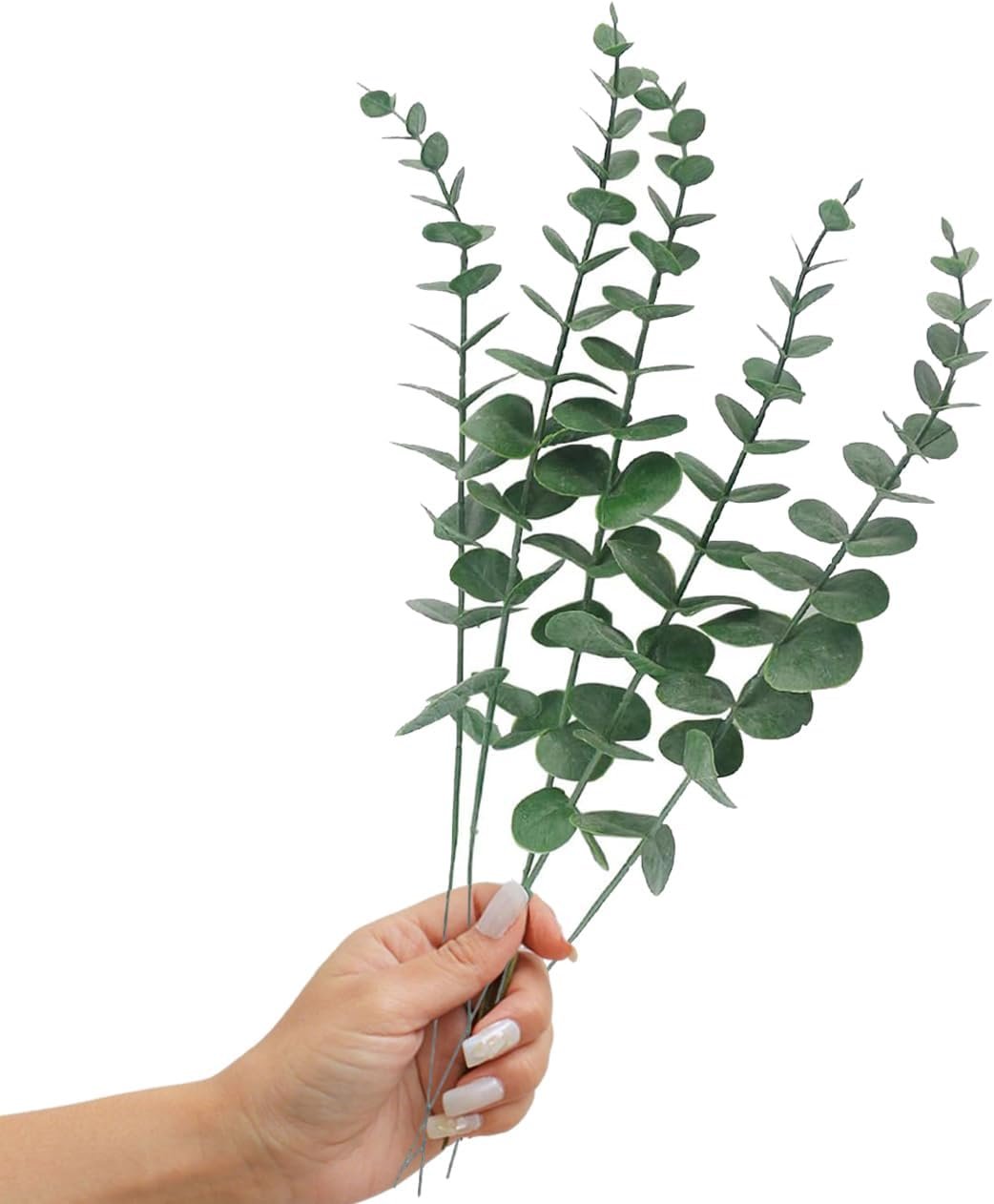 Tinsow 5 Pcs Artificial Eucalyptus Leaves Faux Eucalyptus Stems