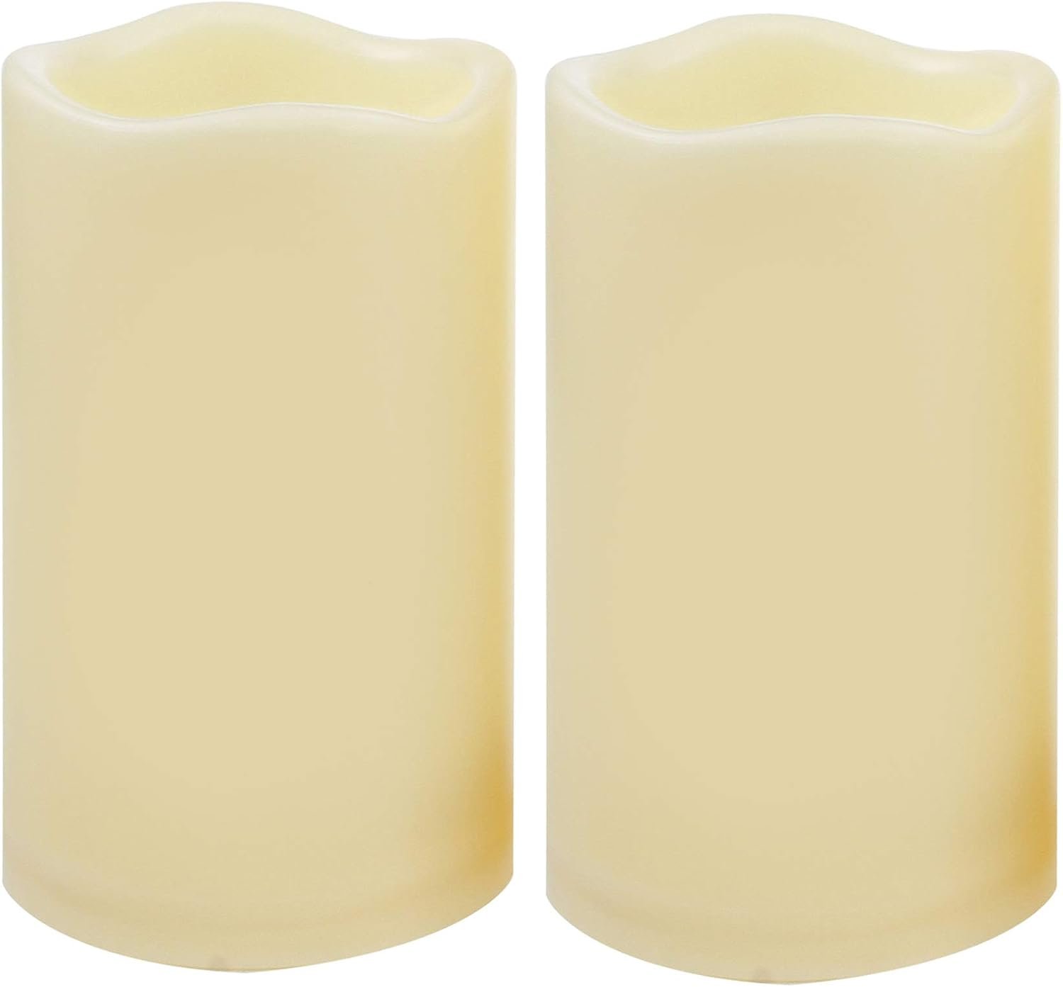 2 PCS 3″x5″ Waterproof Outdoor Battery Operated Flameless LED Pillar Candles with Timer, Flickering Plastic Resin Electronic Decorative Light for Lantern Patio Garden Party Decoration