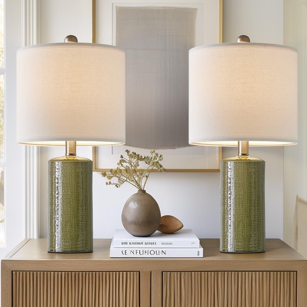 20.25″ Small Table Lamps Set of 2 Modern Ceramic Lamps for Living Room