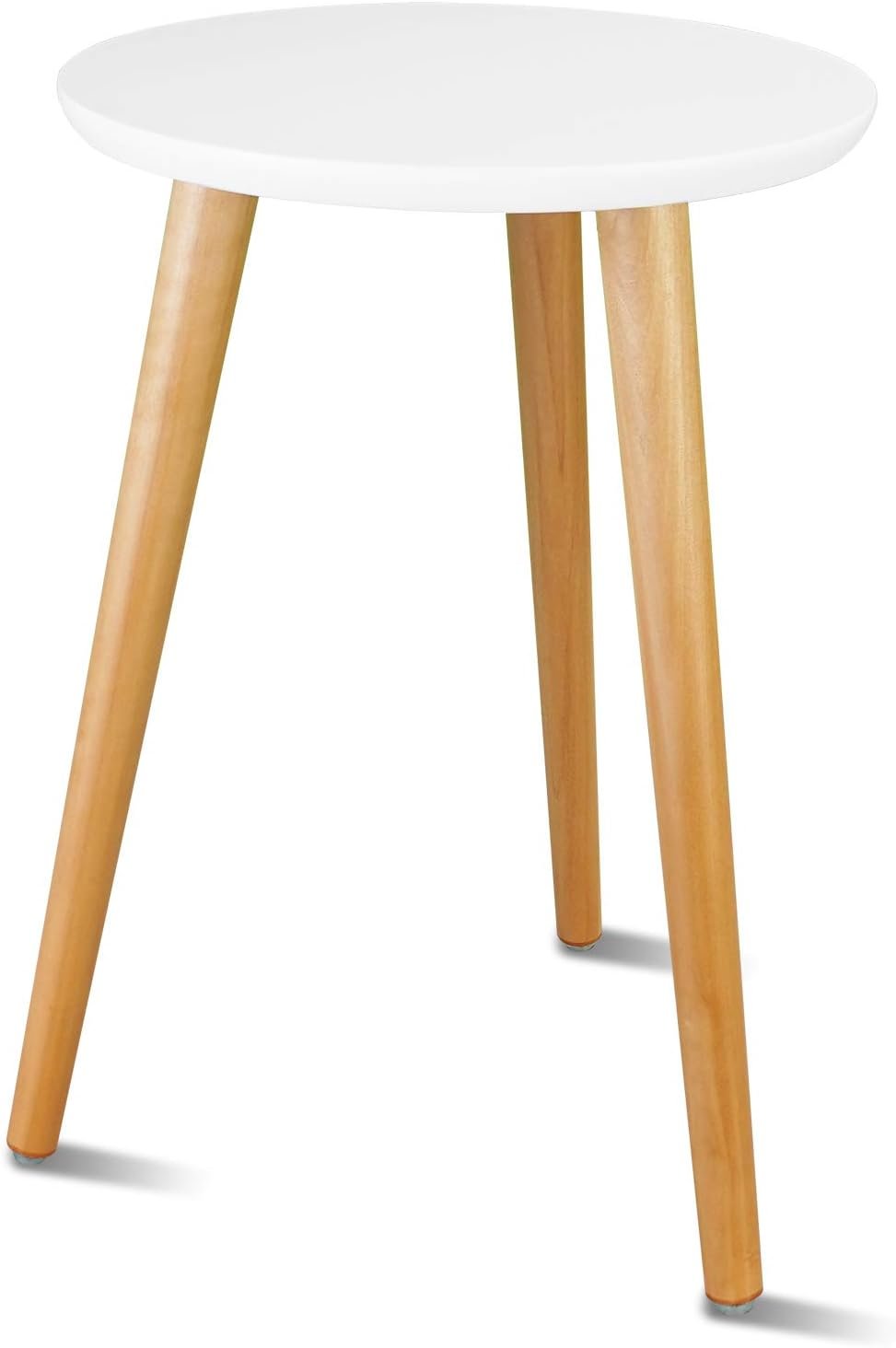 Uneedem Wood Mid Century Plant Stand for Indoor Plants, Modern Table, Tall Holder for Flower Pots, Small Round Side/End Table(A2 White, High: 16.5″)