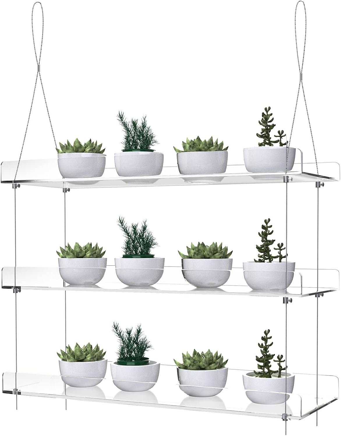 3-Tier Hanging Acrylic Plant Shelves for Windows