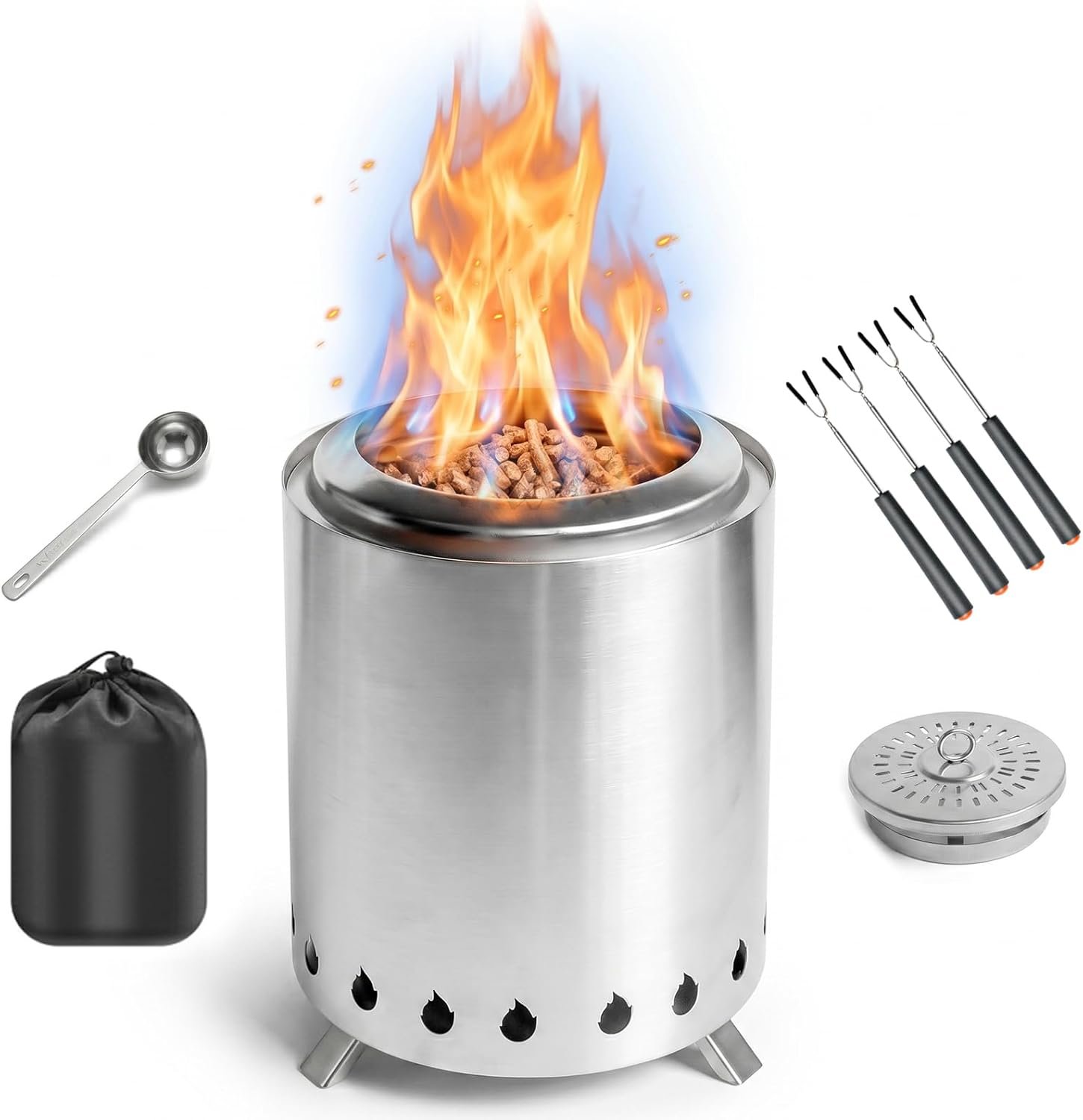 7 Inch Mini Tabletop Fire Pit with Removable Ash-Pan, Wood Pellet Firepit