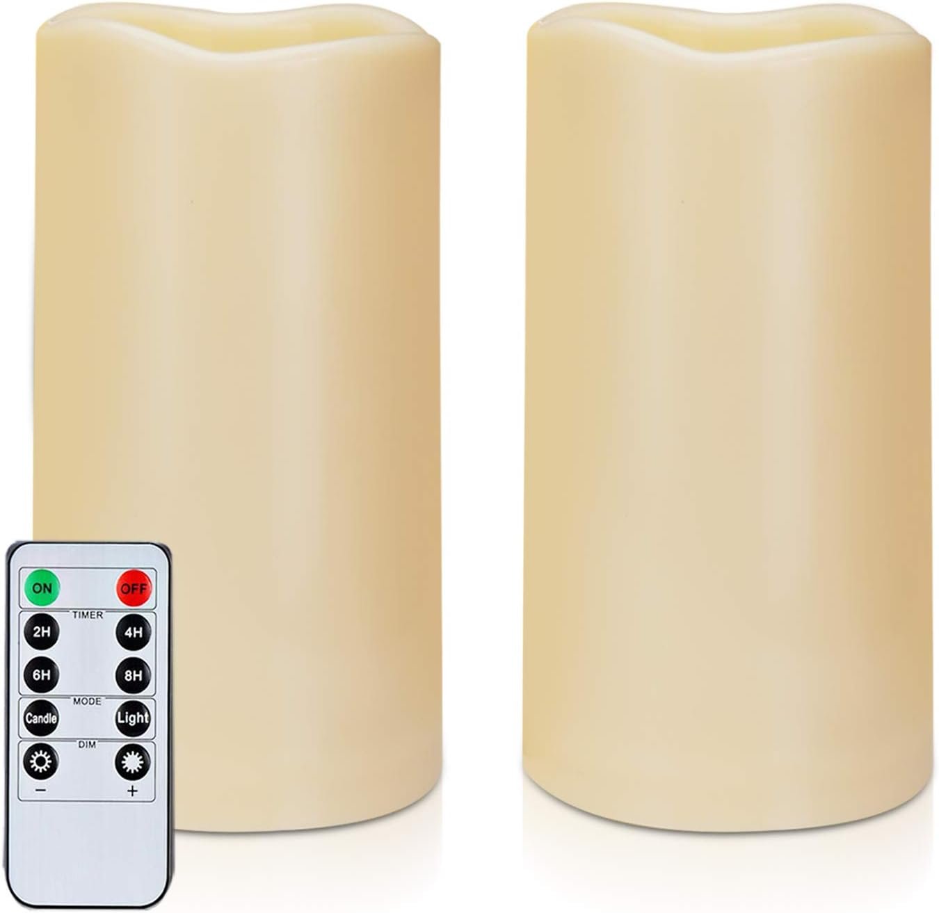 Amagic Waterproof Flameless Candles, Outdoor LED Pillar Candle Set of 2
