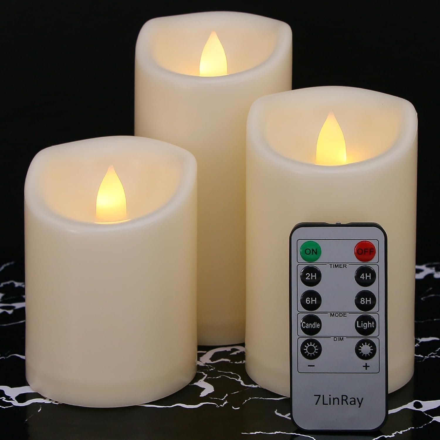 Outdoor Flameless Pillar Candles with Remote Timer Battery Operated Candles