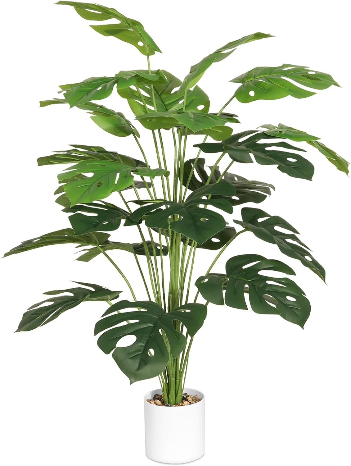 EDIMENS 28″ Artificial Monstera Plant Artificial Plant Fake Plants Faux Plants in Pot Tall Fake Faux Plant for Outdoor Indoor Home Living Room Bathroom Garden Office Decoration
